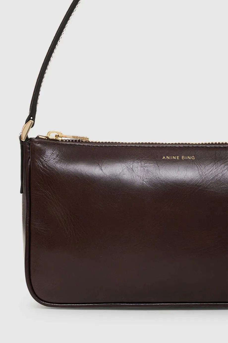ANINE BING Elly Leather Mini Shoulder Bag in Brown