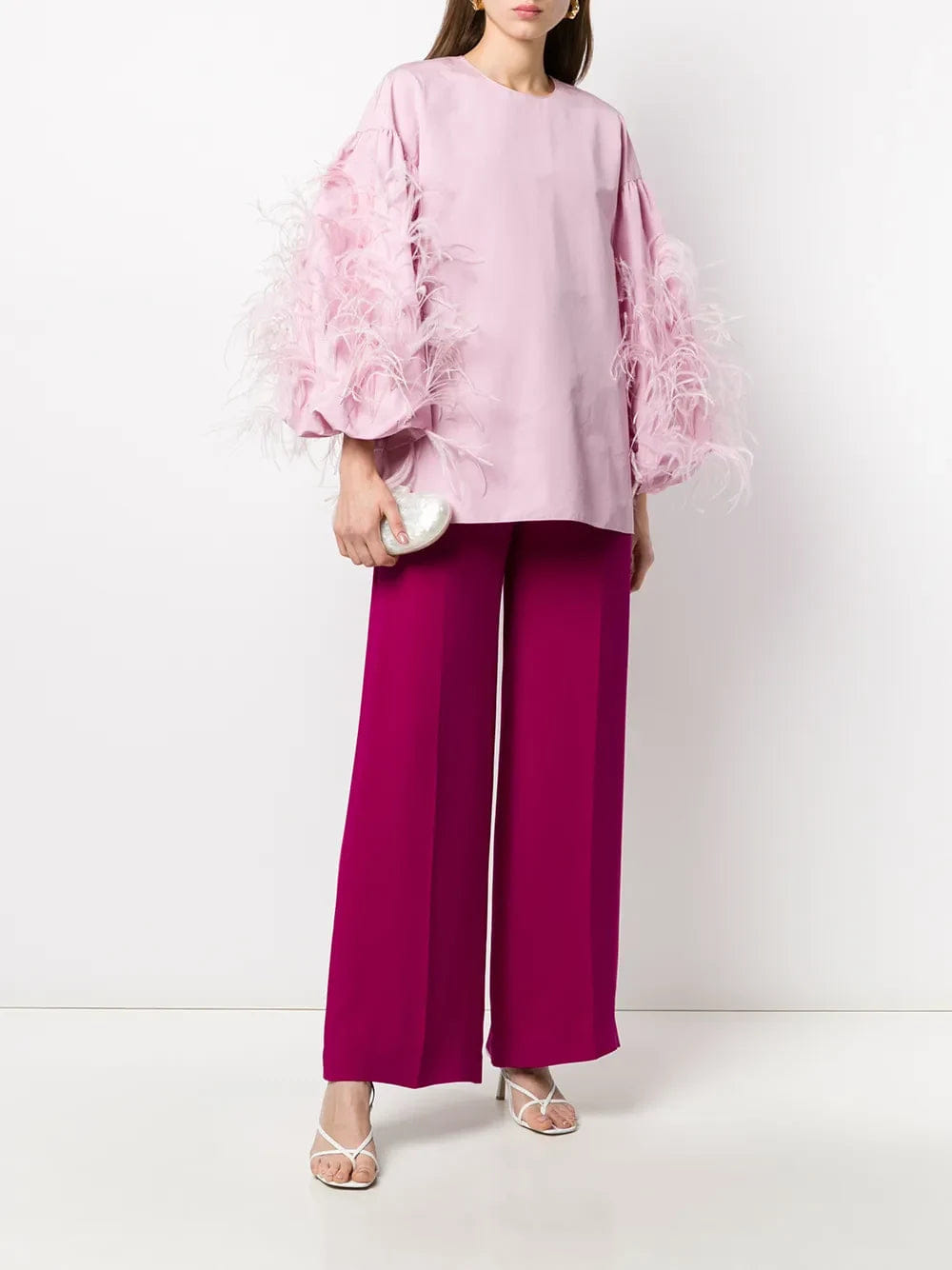 Valentino Garavani Feathered Sleeve Top