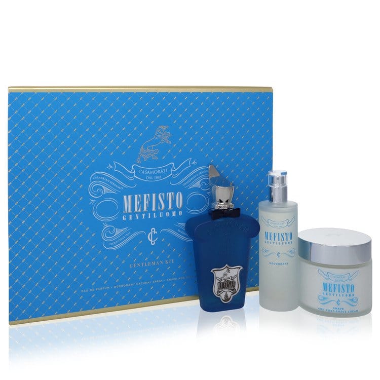 Xerjoff Mefisto Gentiluomo Cologne by Xerjoff Gift Set 100 ml Eau De Parfum Spray + 100 ml Deodorant Spray + 200 ml Shave and Post Shave Cream