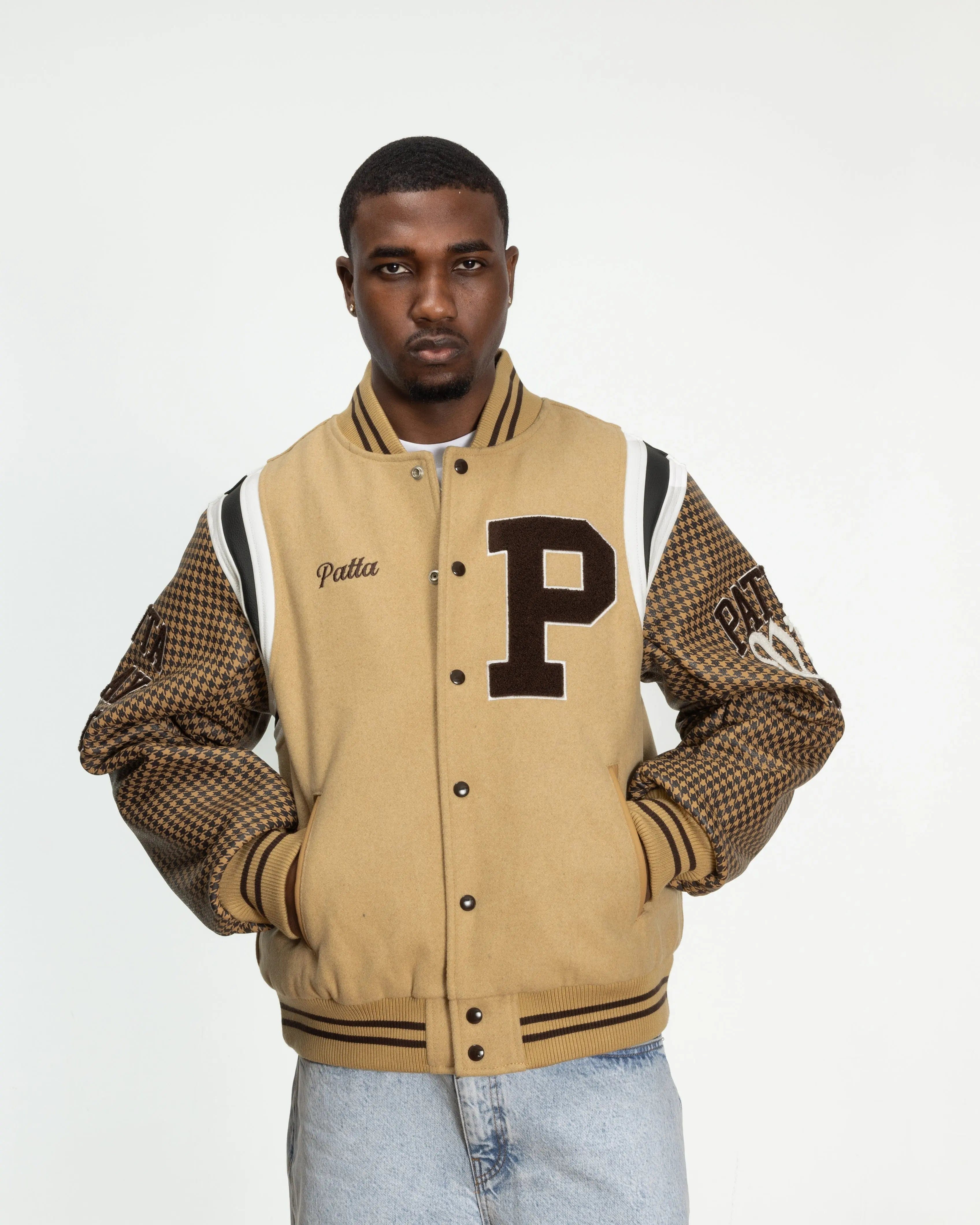Patta Athletic P Houndstooth Varsity Jacket (Starfish)