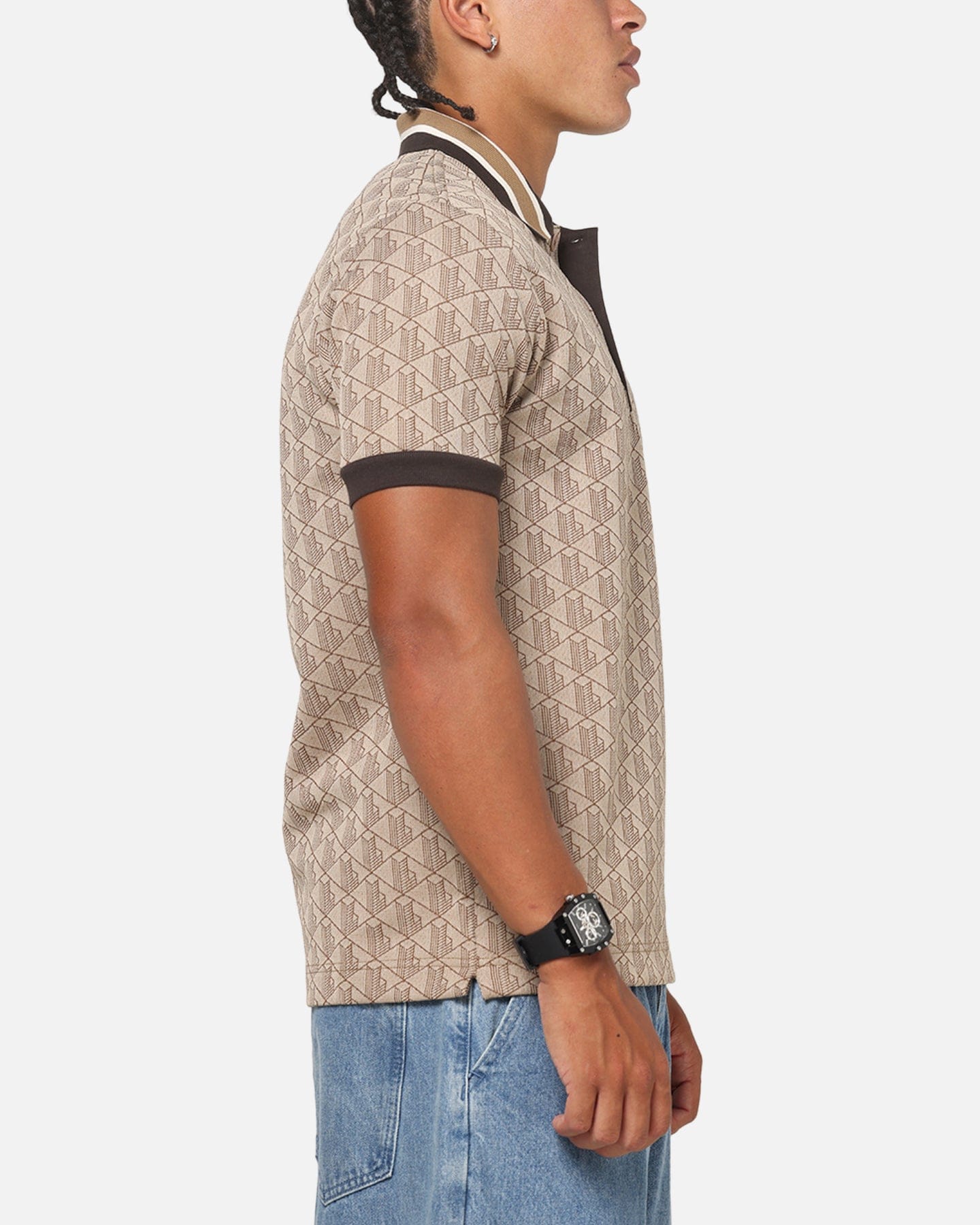 Lacoste Monogram Classic Fit Polo T - Shirt Crossiant/Cookie