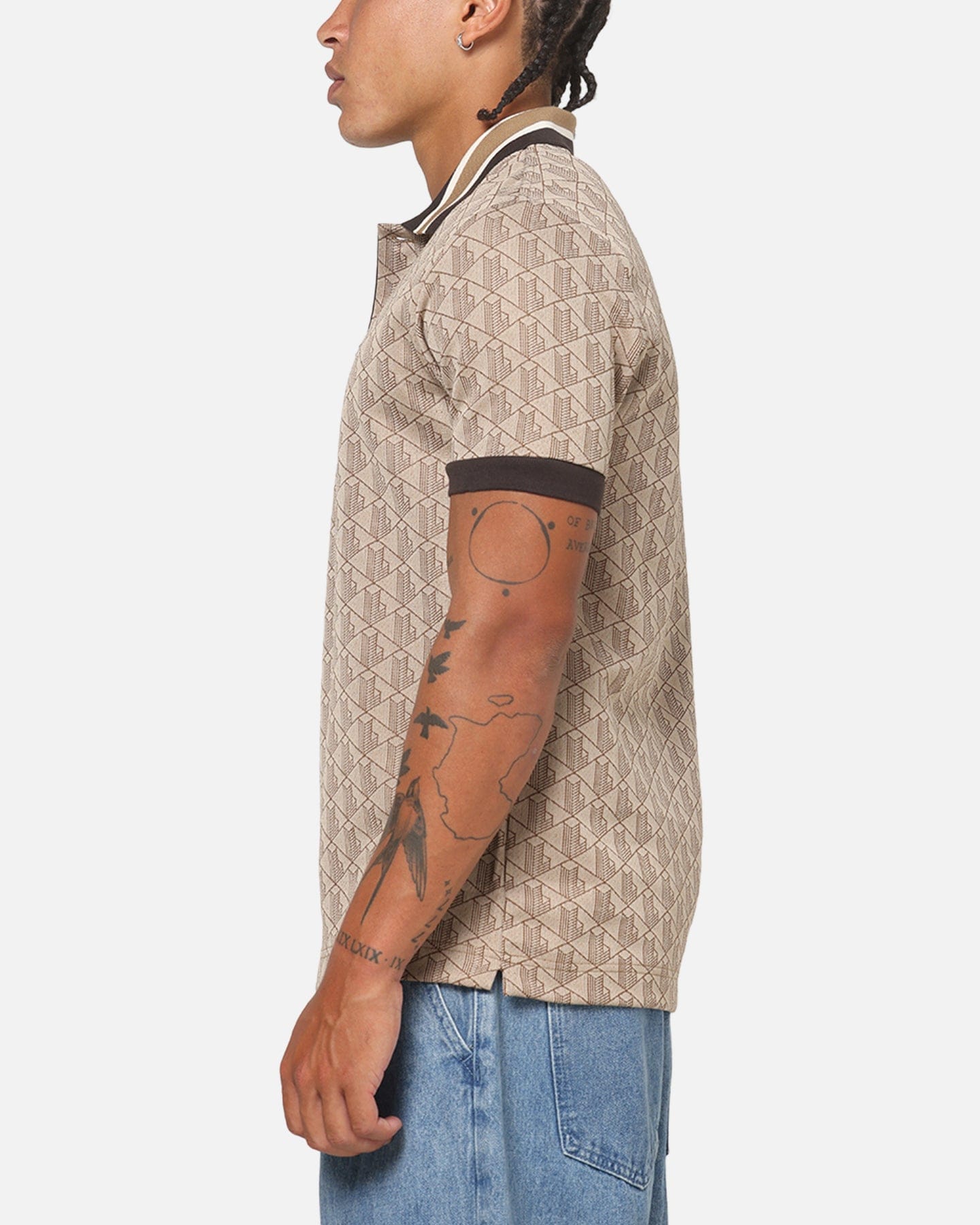 Lacoste Monogram Classic Fit Polo T - Shirt Crossiant/Cookie