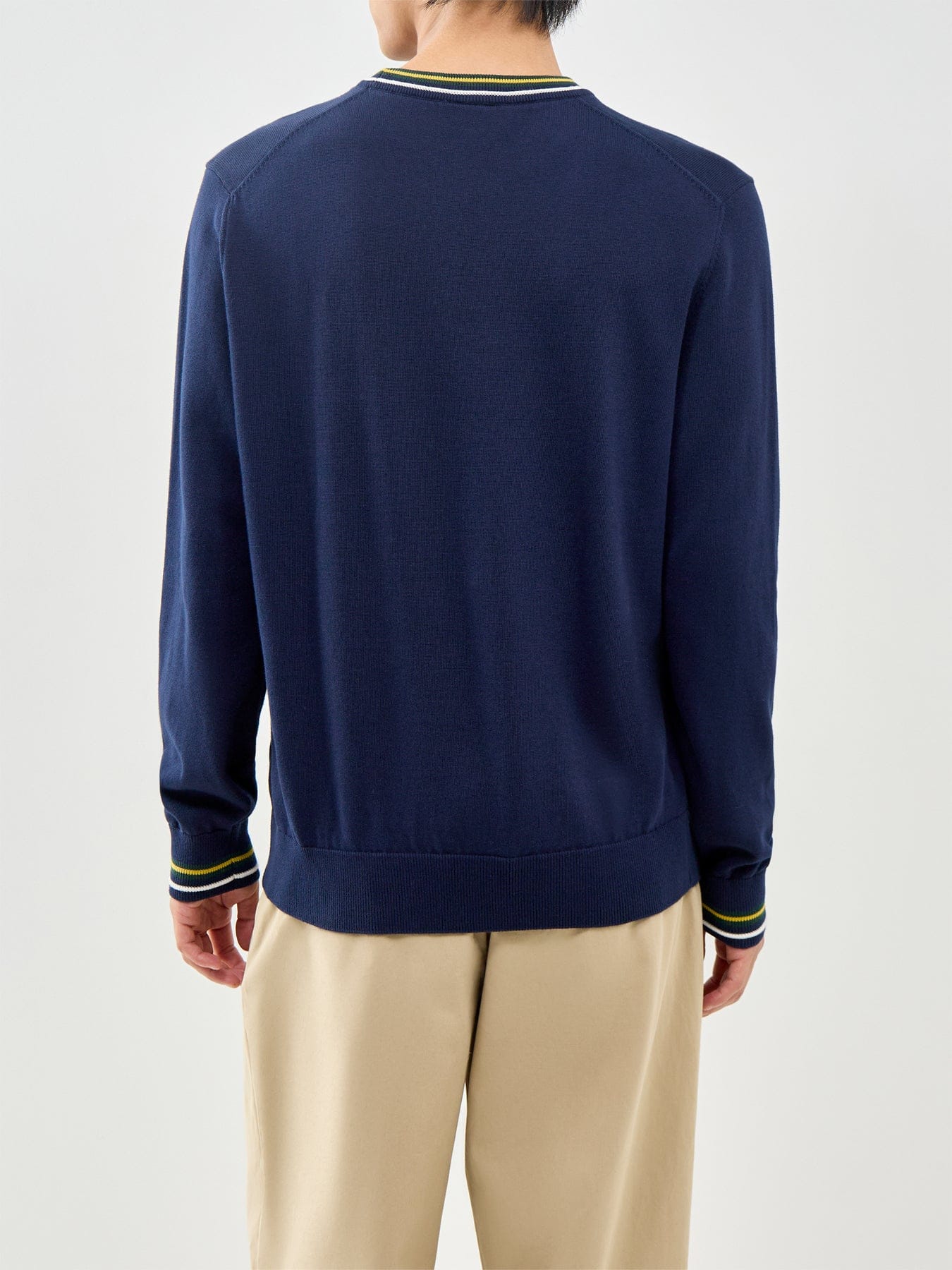 Lacoste Tipped Crew Neck Knit Sweatshirt Navy