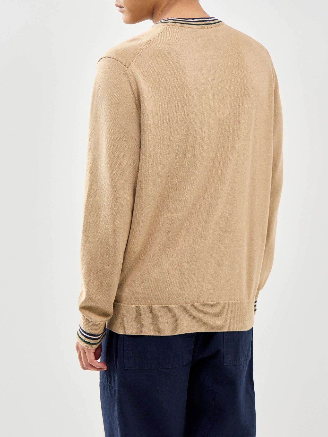 Lacoste Tipped Crew Neck Knit Sweatshirt Beige