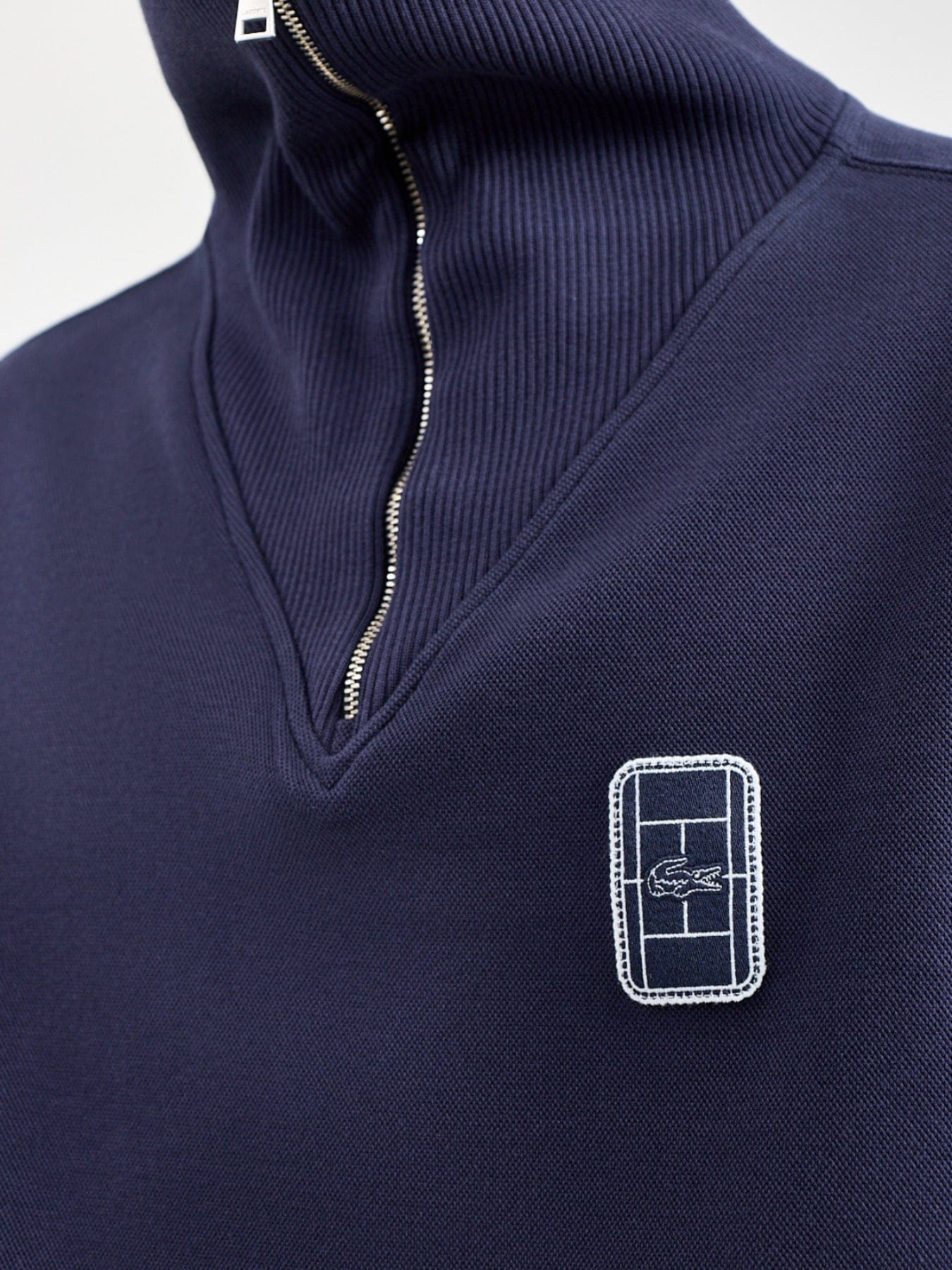 Lacoste Quarter Zip Pique Sweatshirt Navy
