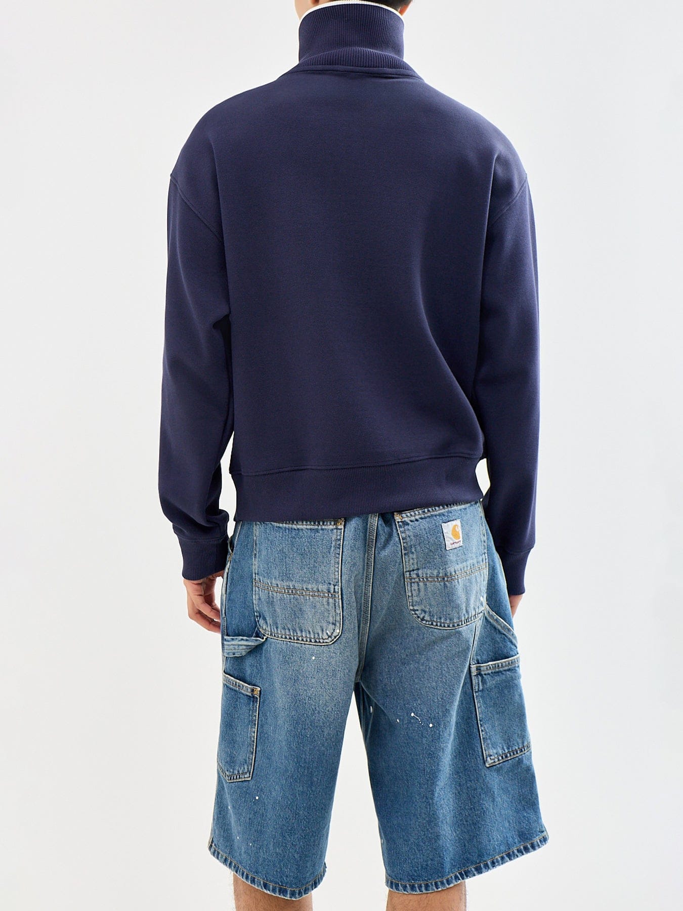 Lacoste Quarter Zip Pique Sweatshirt Navy