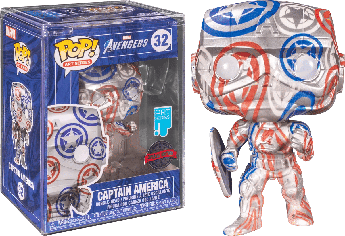 Funko Avengers (Video Game 2020) - Captain America Patriotic Age (Artist) with Protector