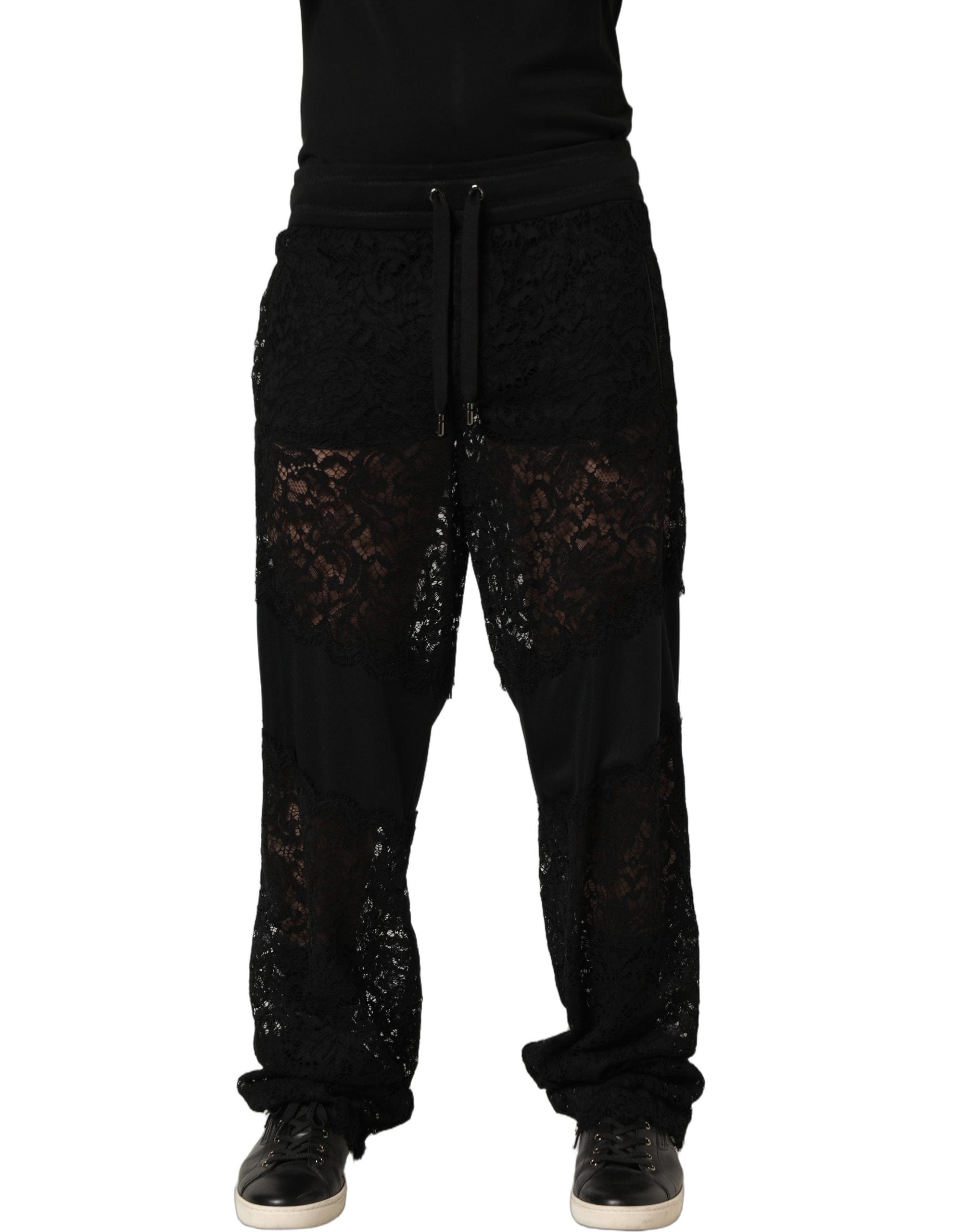 Dolce & Gabbana Lace Mid Waist Jogger Men Trouser Men's Pants