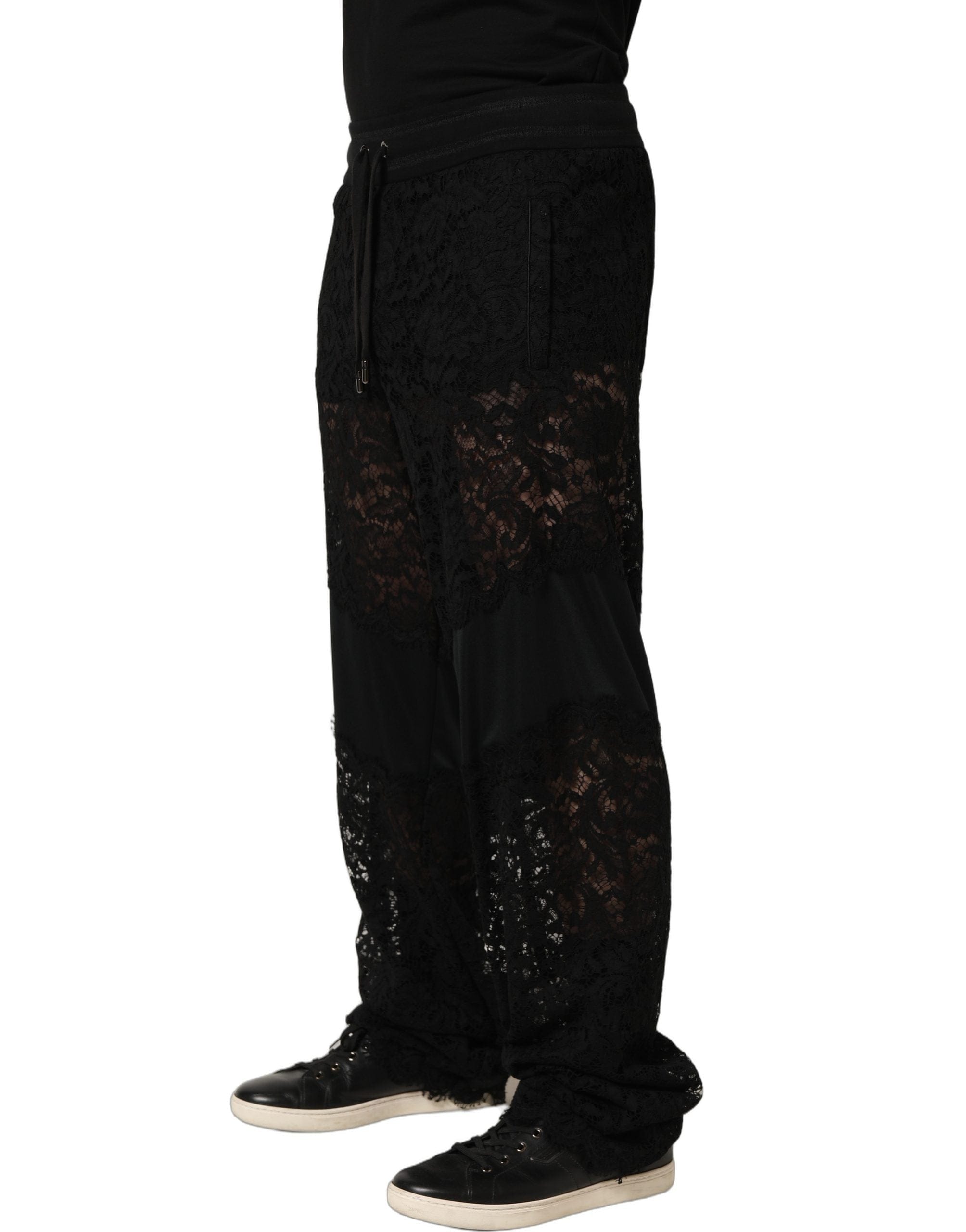 Dolce & Gabbana Lace Mid Waist Jogger Men Trouser Men's Pants