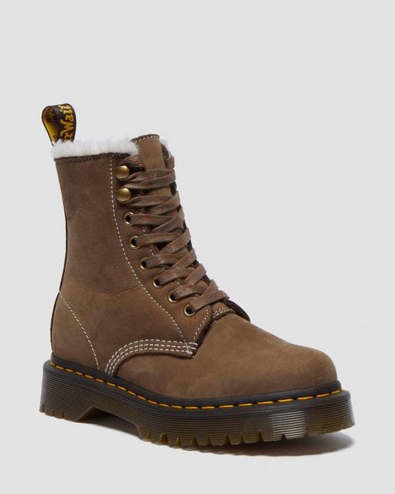 Dr Martens Women'S 1460 Bex Faux Fur Lined Lace Up Boots - Khaki