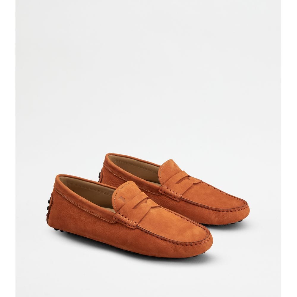 Tod's Tods Gommino Driving Shoes In Nubuck Orange Mens