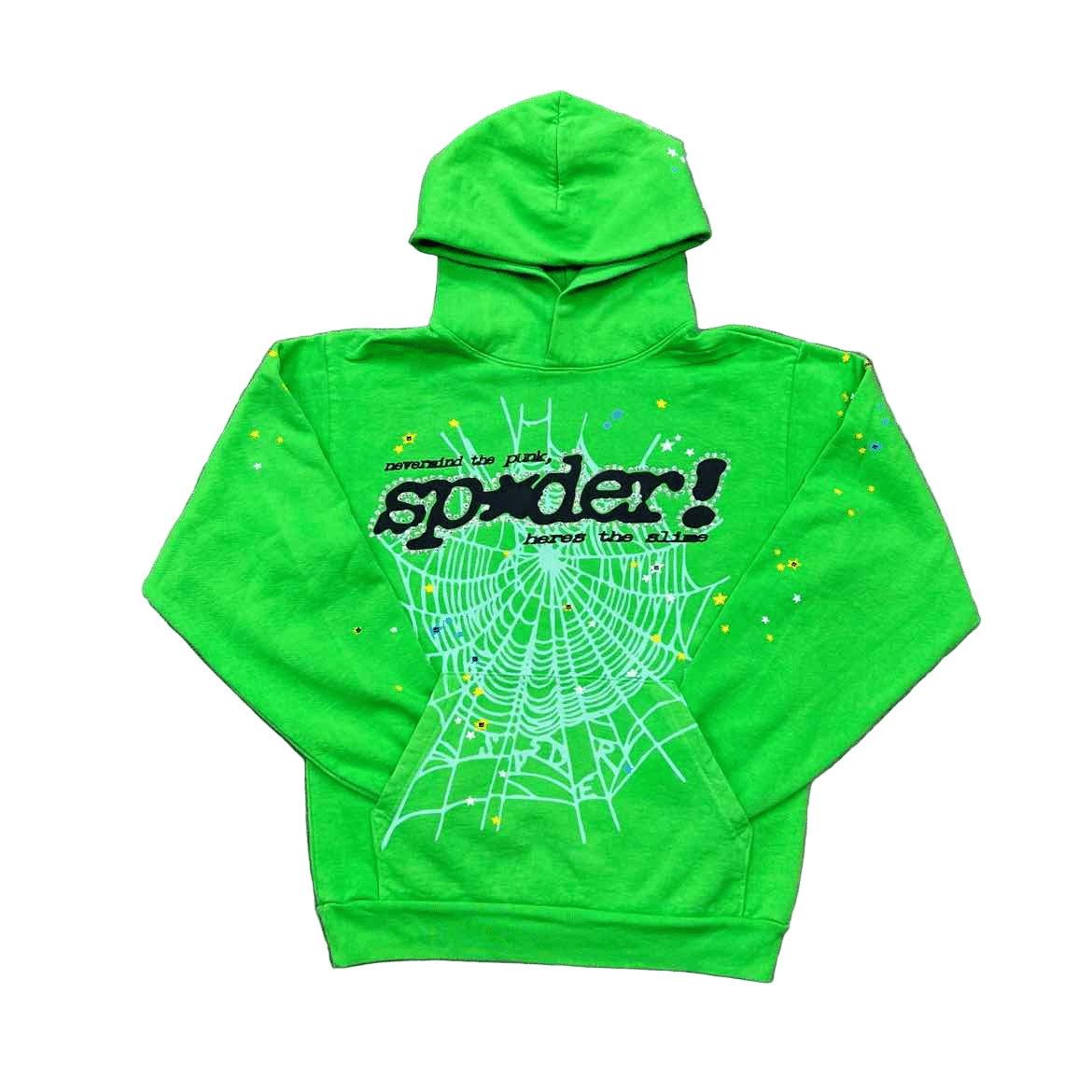 Sp5der Hoodie RHINESTONE Green New Size XL