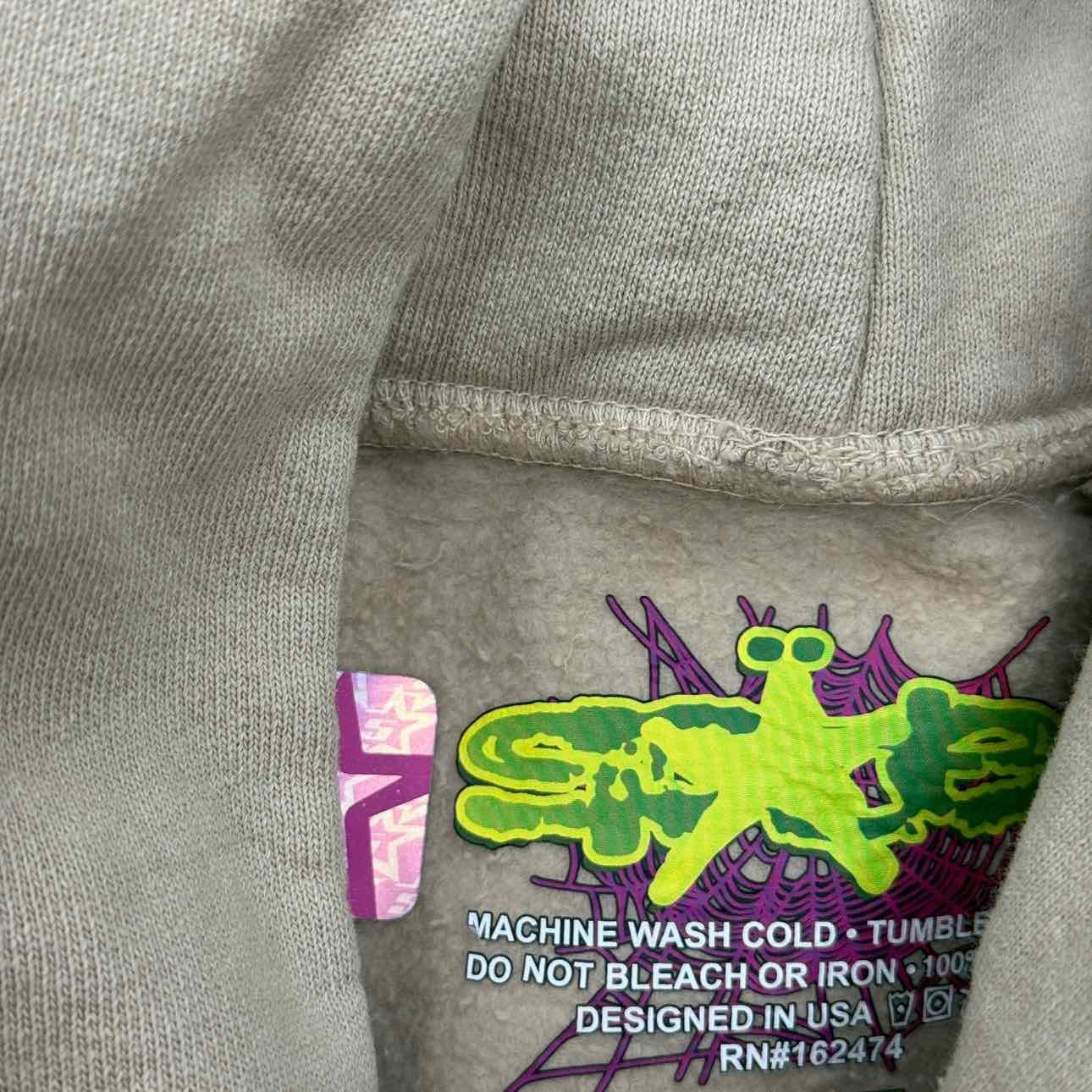 Sp5der Hoodie BELUGA Sand New Size 2XL