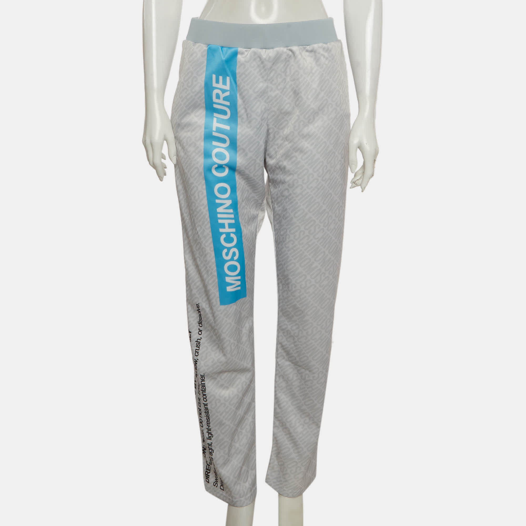 Moschino Couture Blue Printed Jersey Track Pants