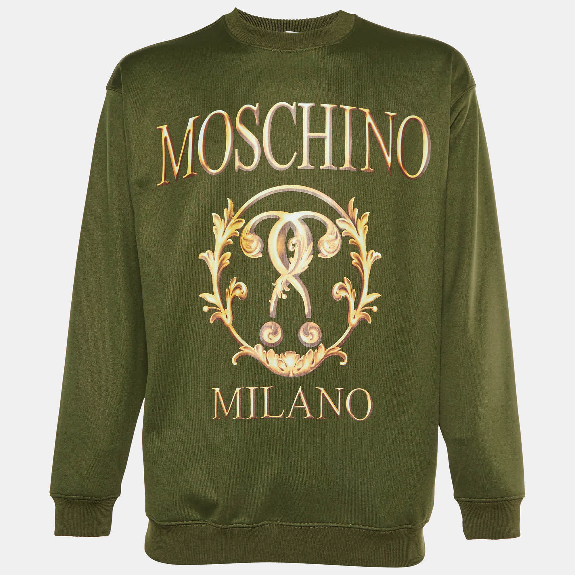 Moschino Couture Green Printed Jersey Sweatshirt