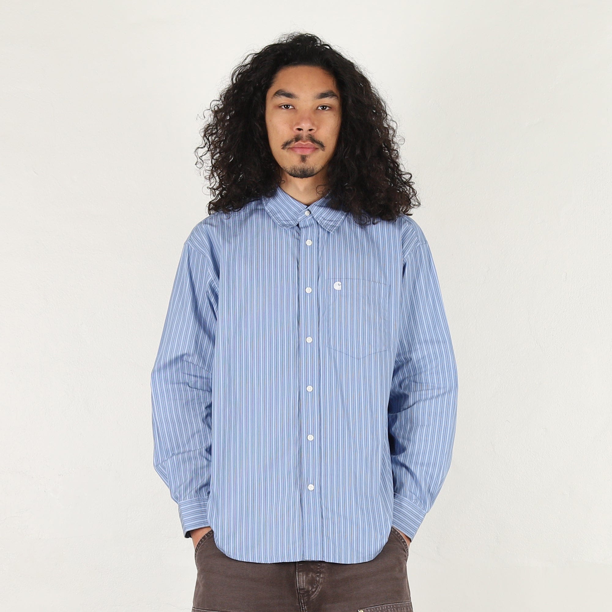 Carhartt Wip L/S Keene Shirt - Keene Stripe, Curacao