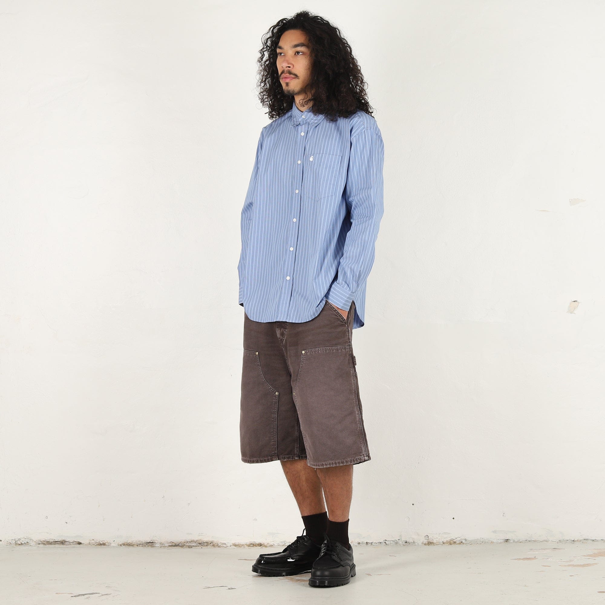 Carhartt Wip L/S Keene Shirt - Keene Stripe, Curacao