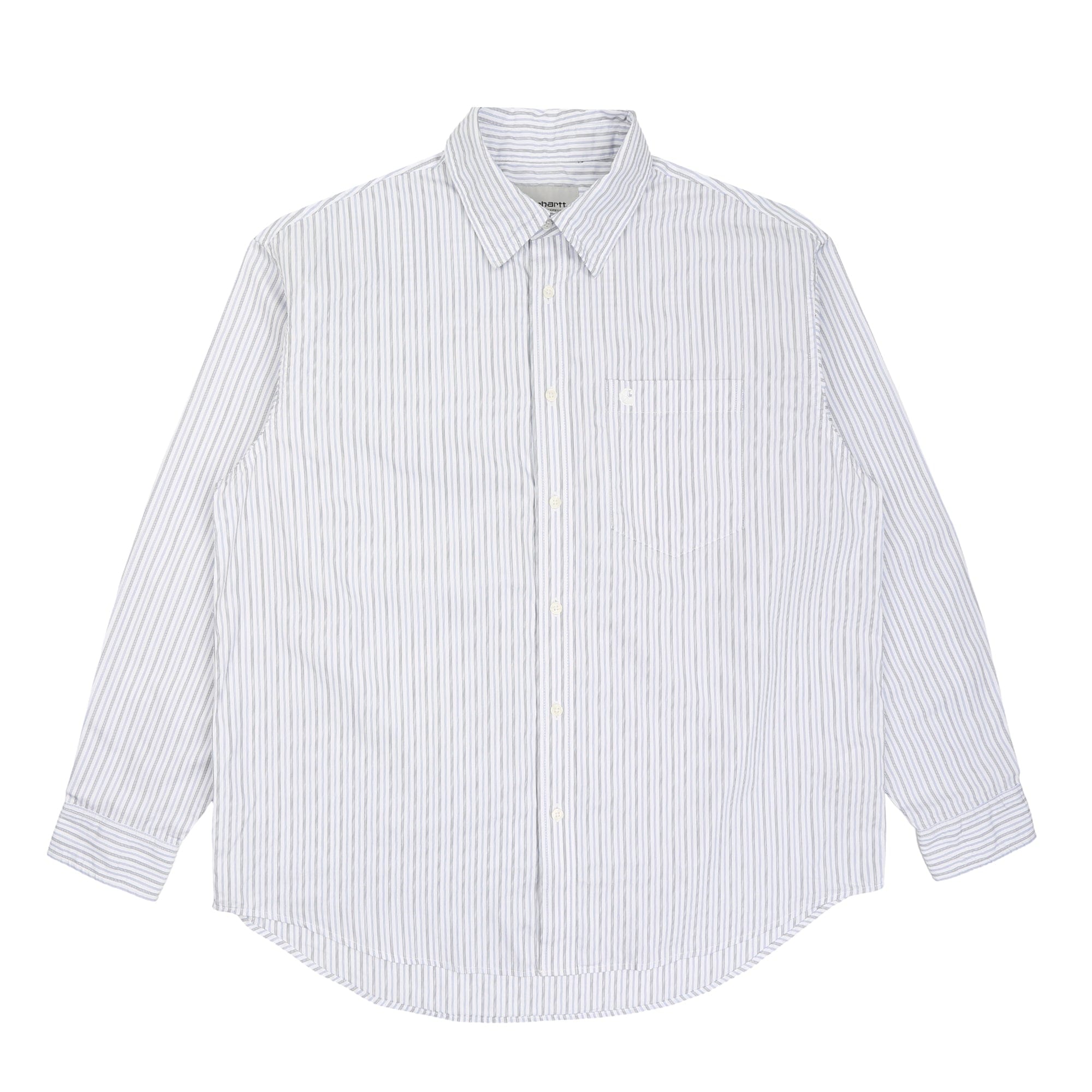 Carhartt Wip L/S Keene Shirt - Keene Stripe, White