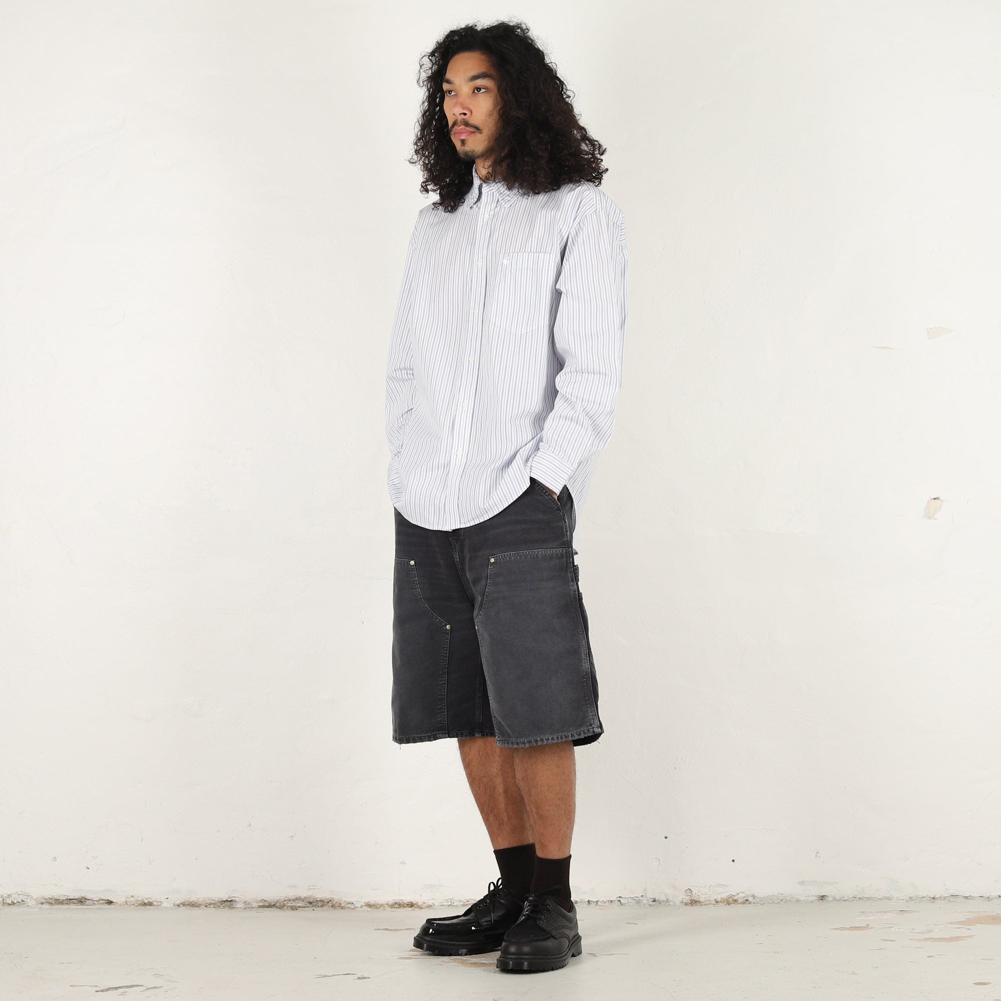 Carhartt Wip L/S Keene Shirt - Keene Stripe, White