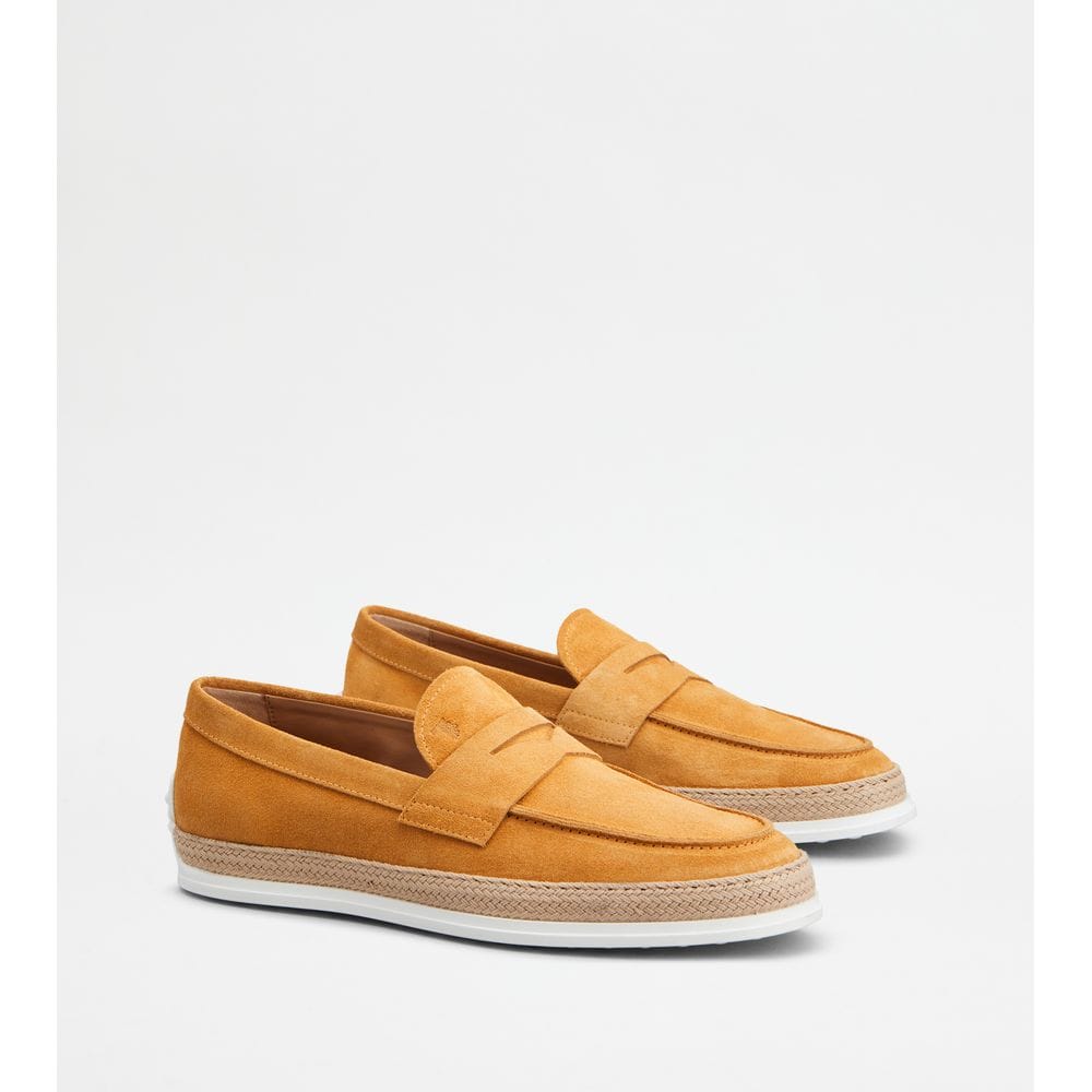 Tod's Tods Loafers In Suede Yellow Mens