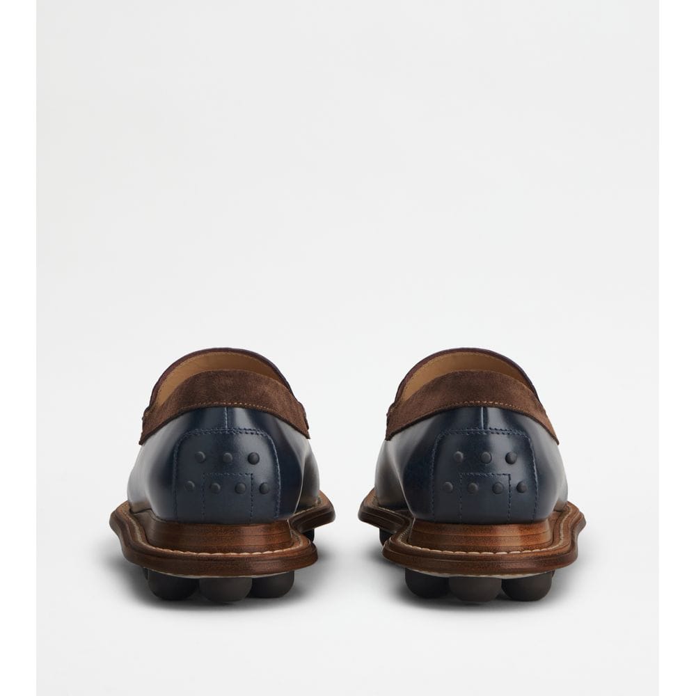 Tod's Tods Loafers In Leather Blue Brown Mens