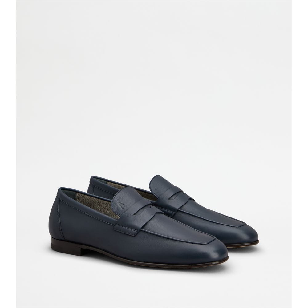 Tod's Tods Loafers In Leather Blue Mens