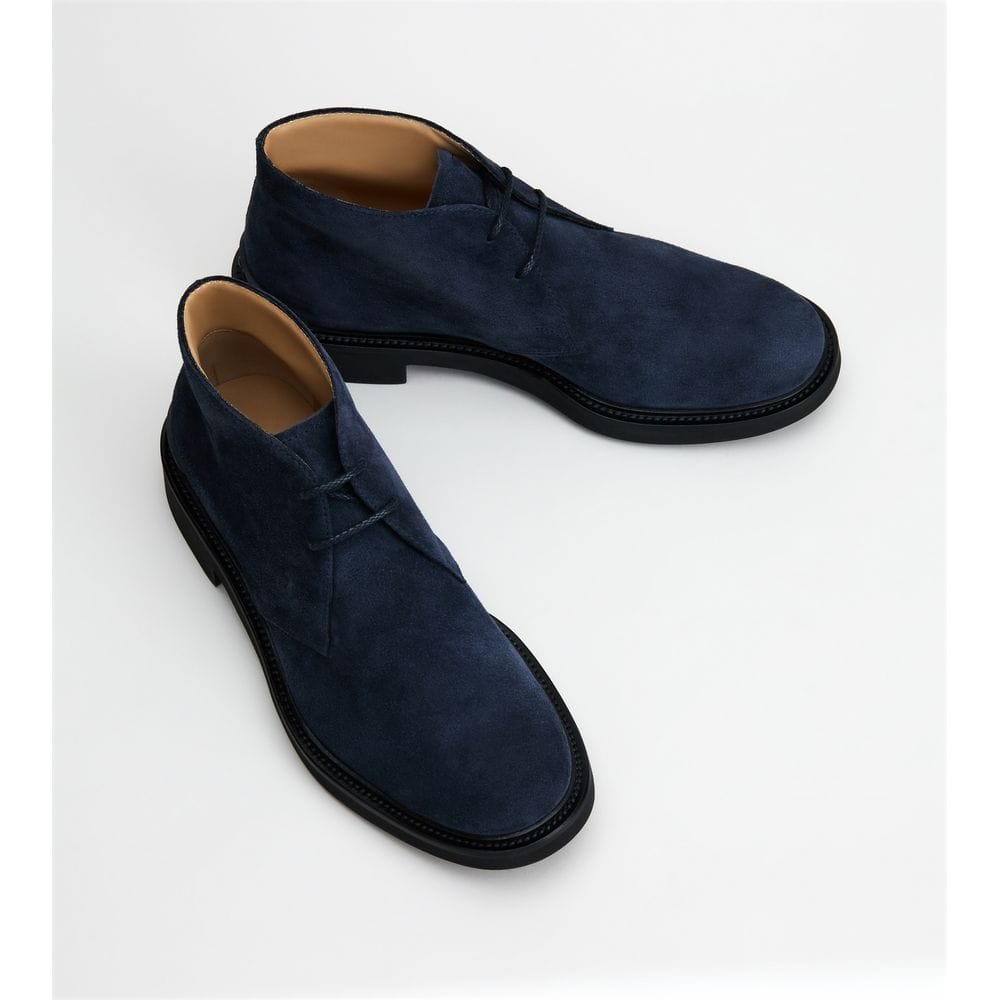 Tod's Tods Desert Boots In Suede Blue Mens