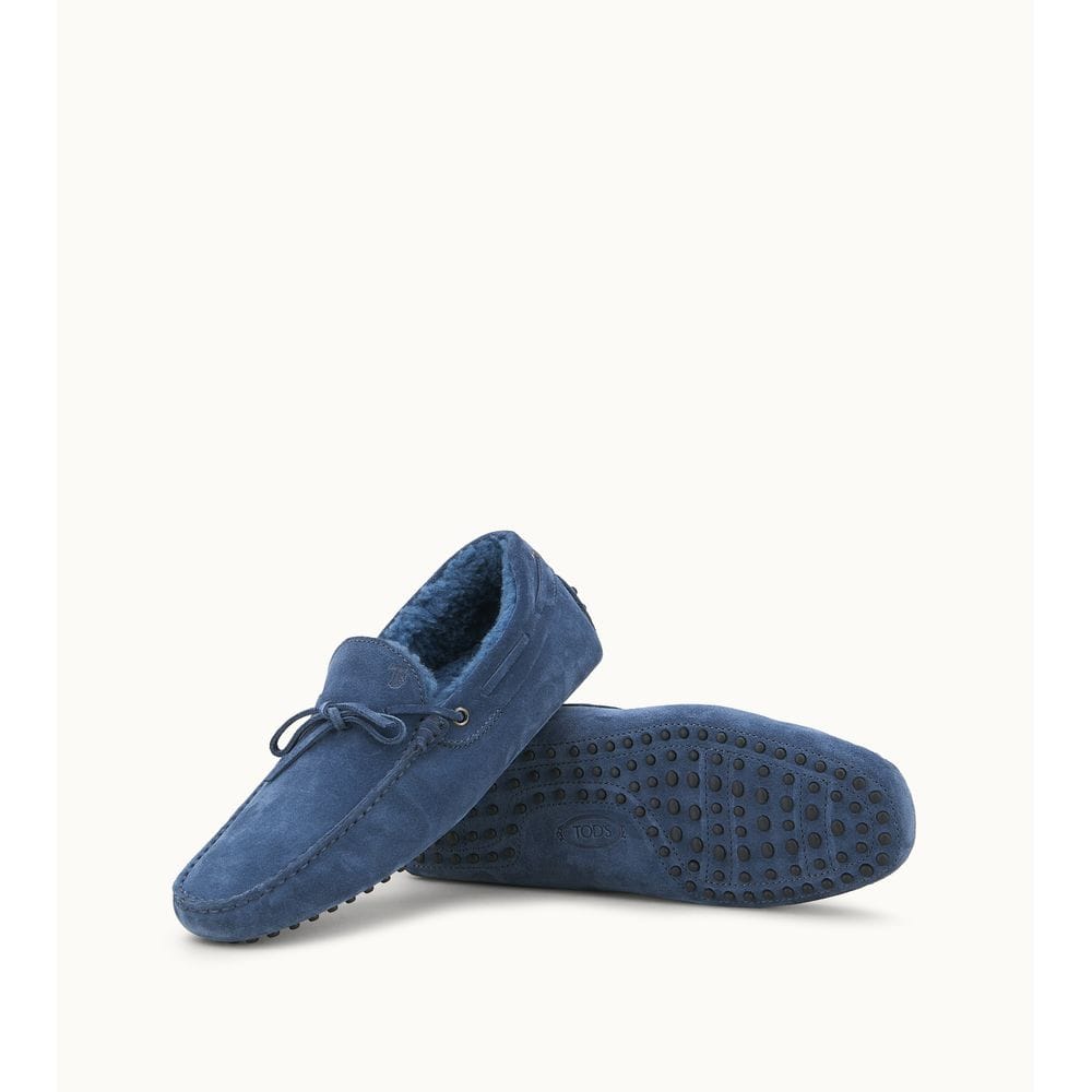 Tod's Tods Gommino Driving Shoes In Suede Blue Mens