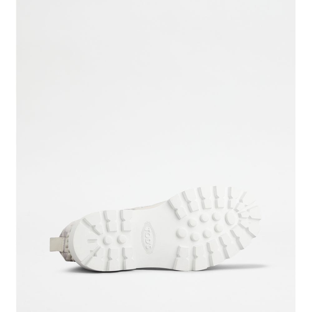 Tod's Tods Kate Combat Boots In Fabric And Leather White Womens