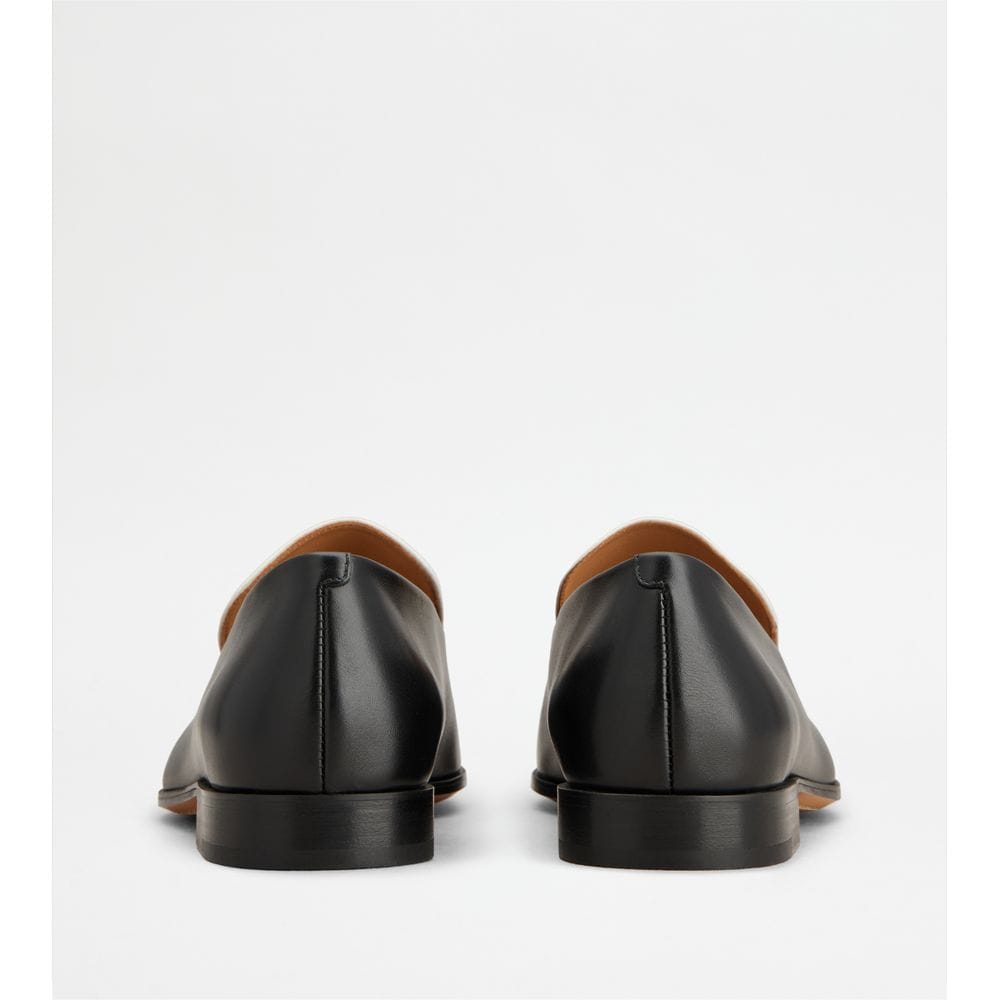 Tod's Tods Loafers In Leather Black White Womens