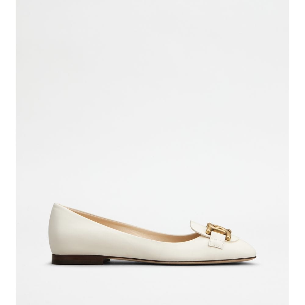 Tod's Tods Kate Ballerinas In Leather Off White Womens
