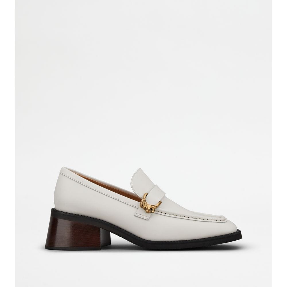 Tod's Tods Heeled Loafers In Leather White Womens