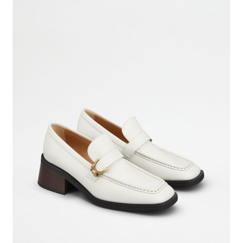 Tod's Tods Heeled Loafers In Leather White Womens