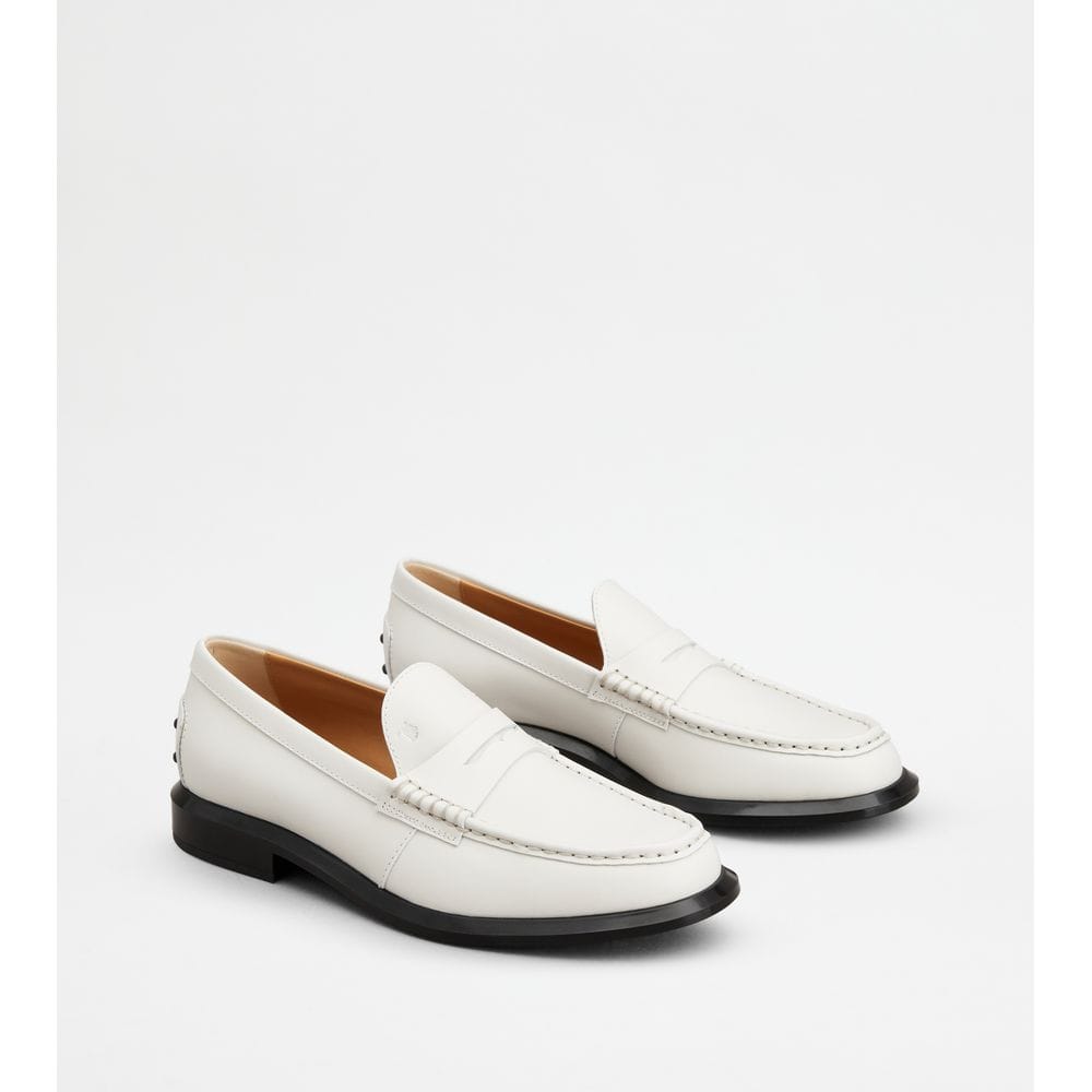 Tod's Tods Loafers In Leather White Womens
