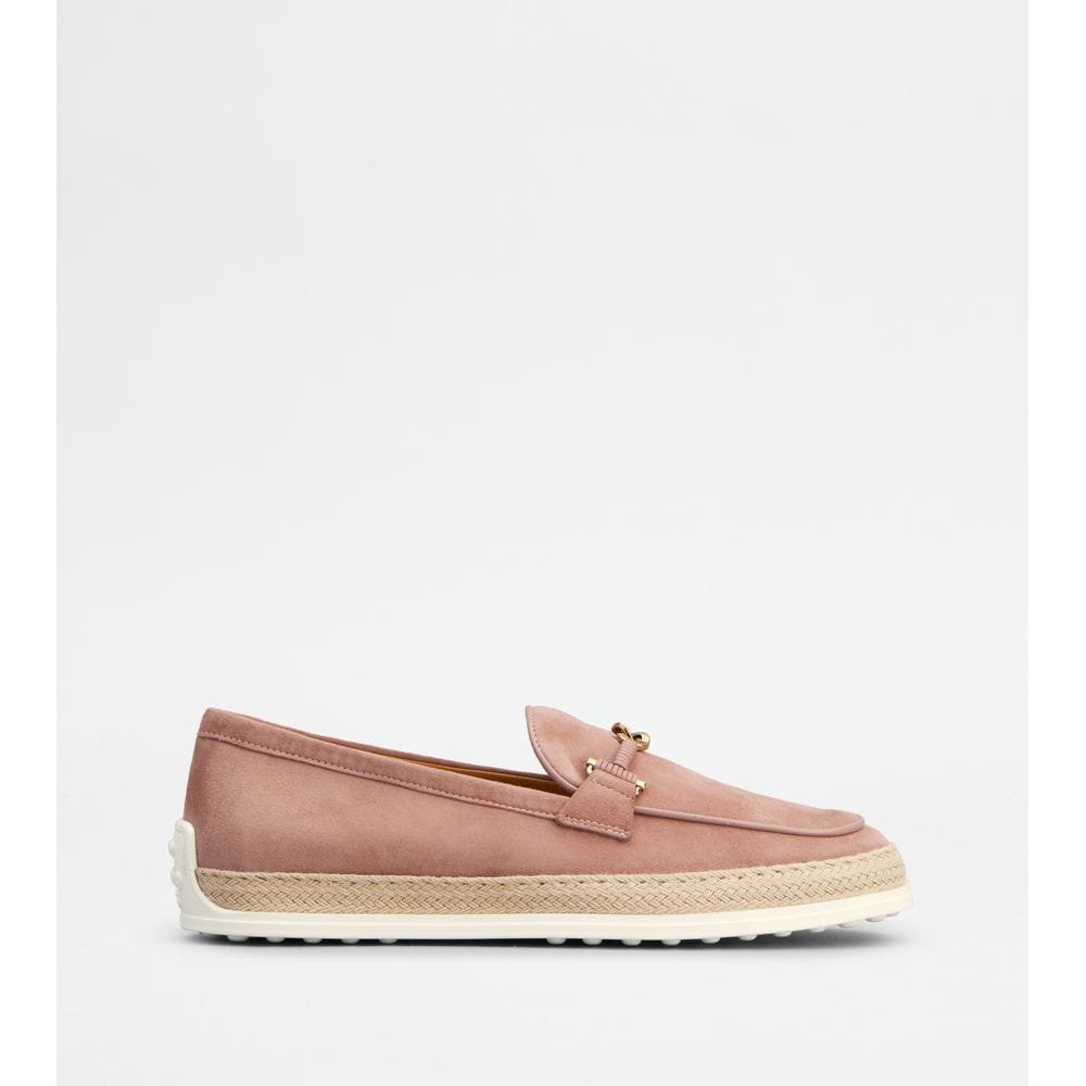 Tod's Tods Loafers In Suede Pink Womens