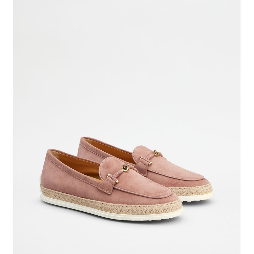 Tod's Tods Loafers In Suede Pink Womens