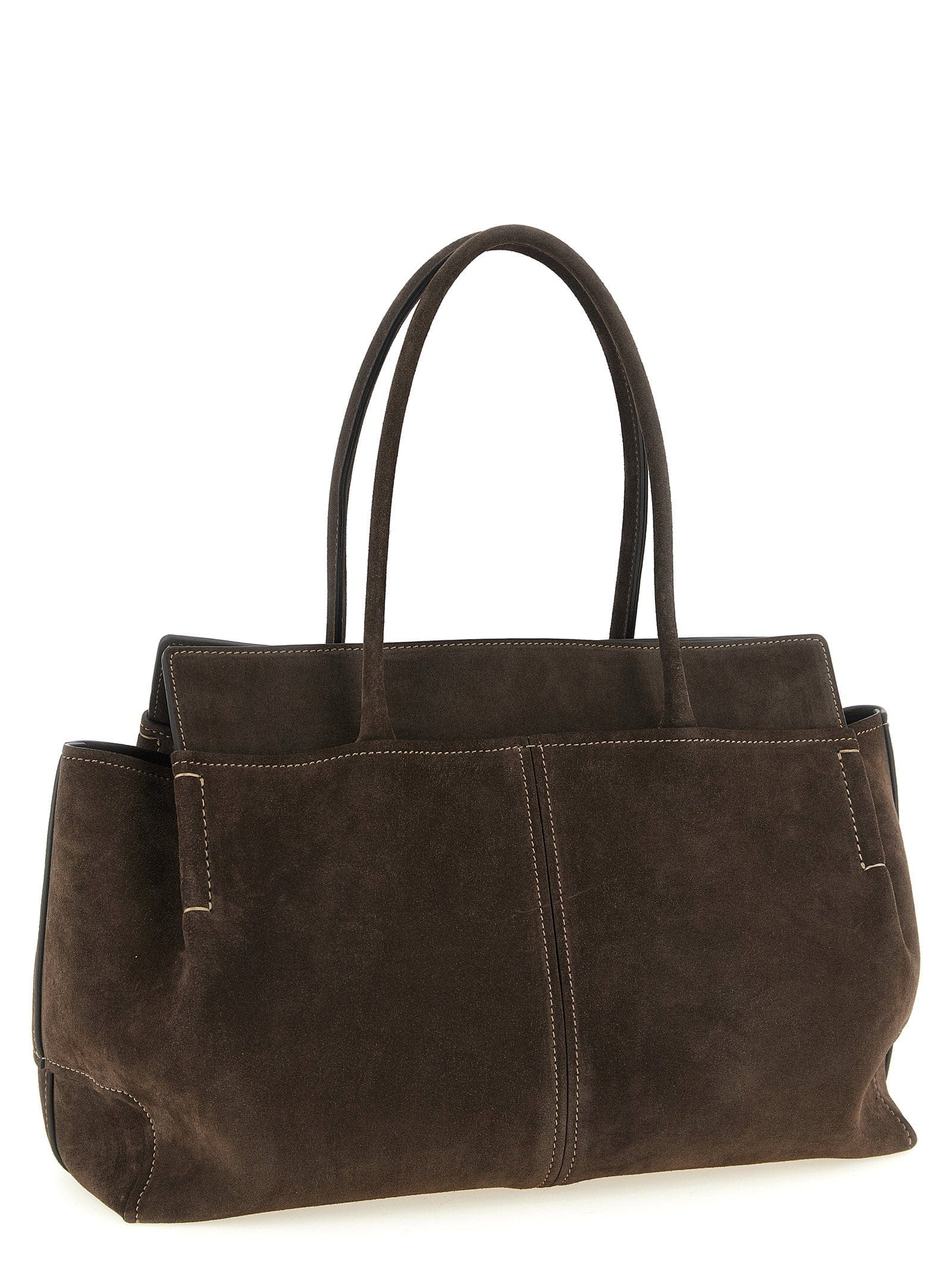 Tod's Suede Shopping Shoulder Bag — Brown
