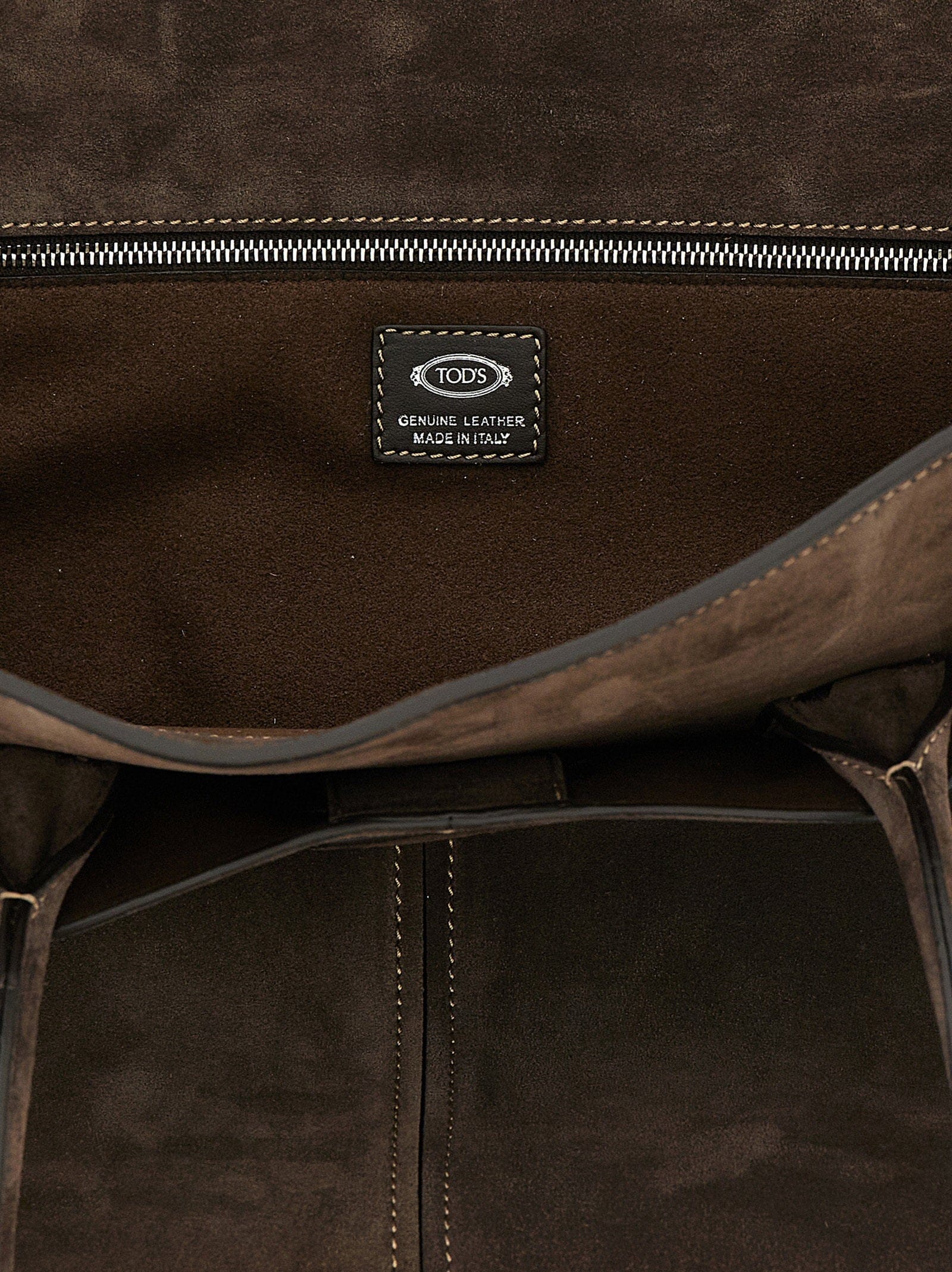 Tod's Suede Shopping Shoulder Bag — Brown