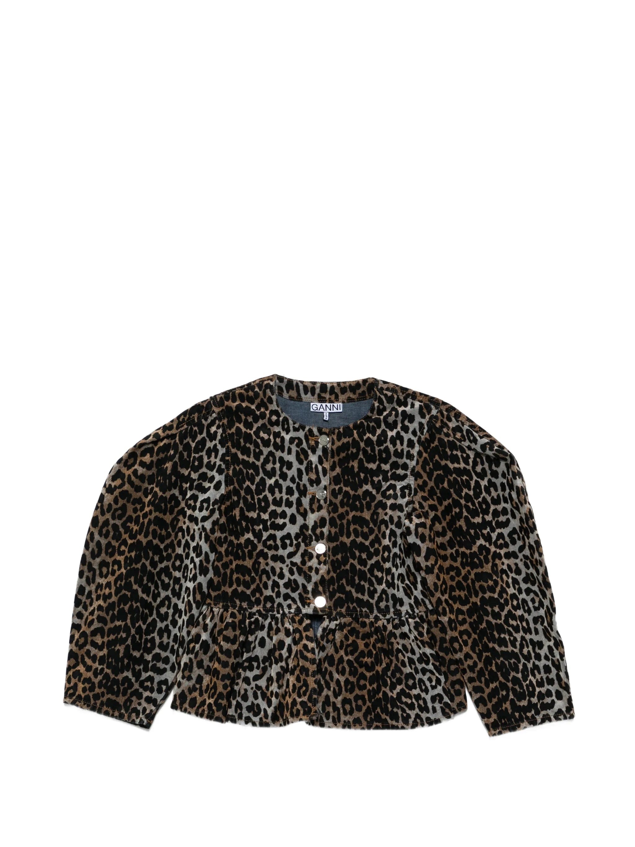 GANNI animal - print fitted jacket