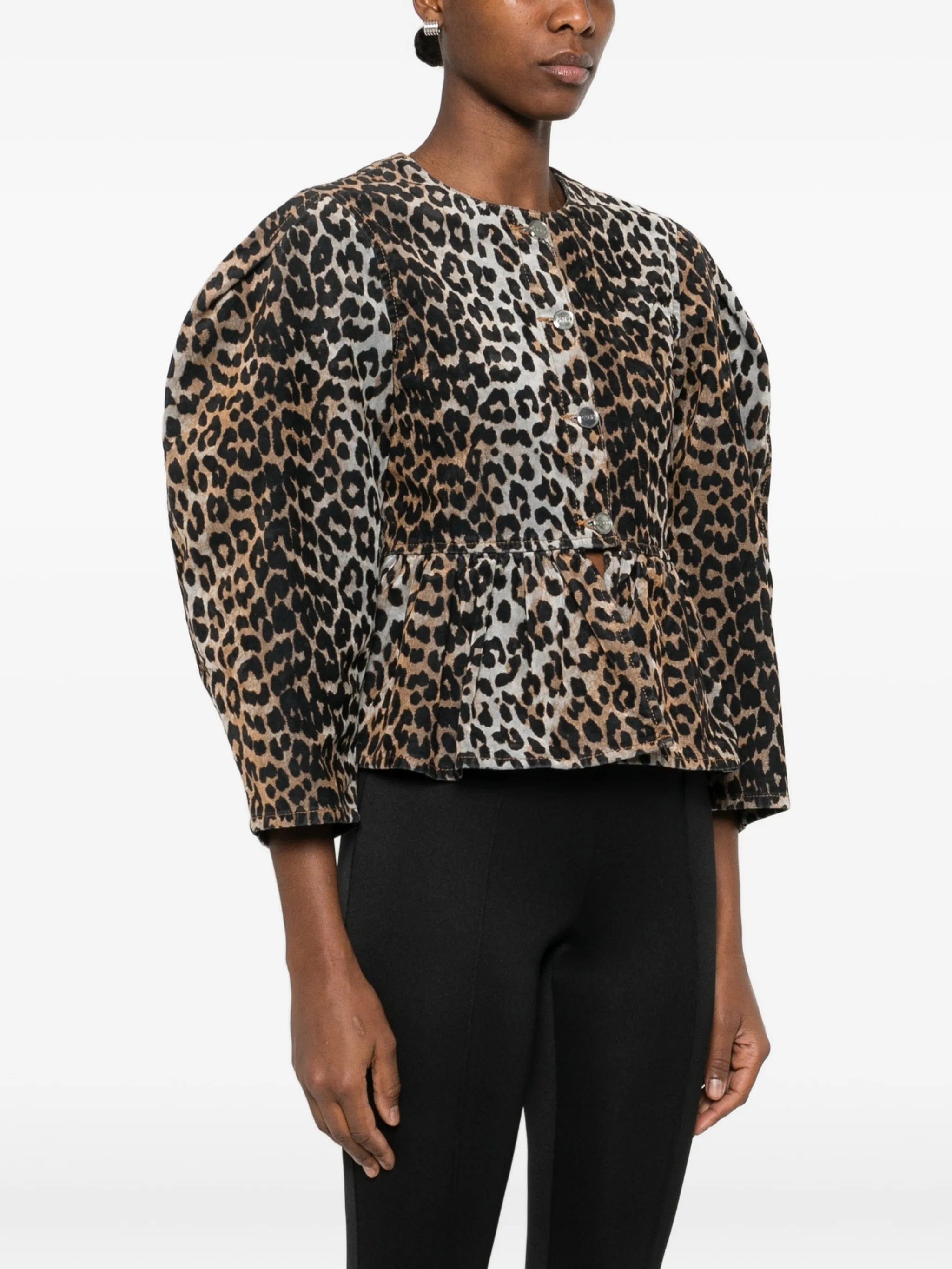 GANNI animal - print fitted jacket