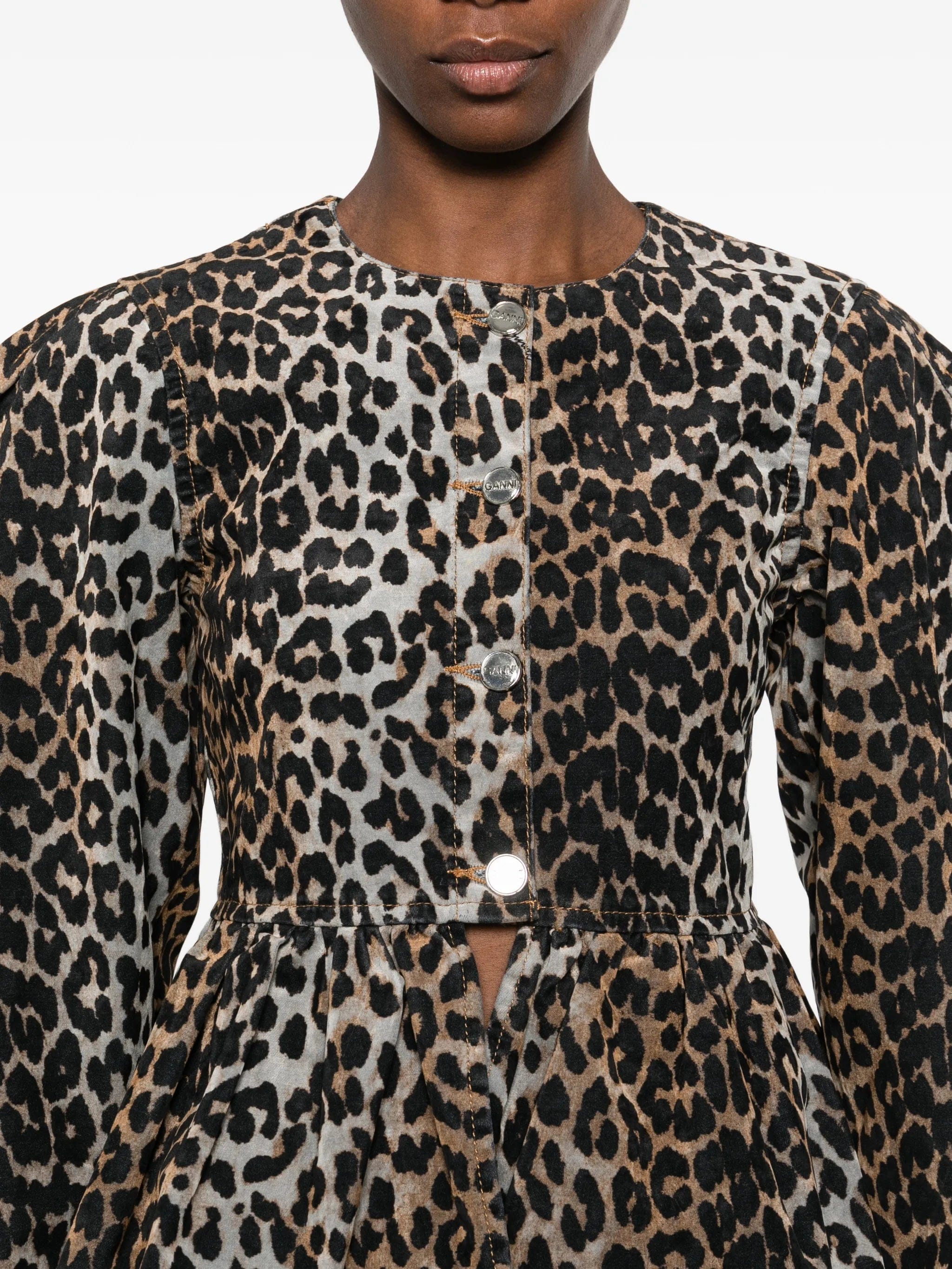 GANNI animal - print fitted jacket