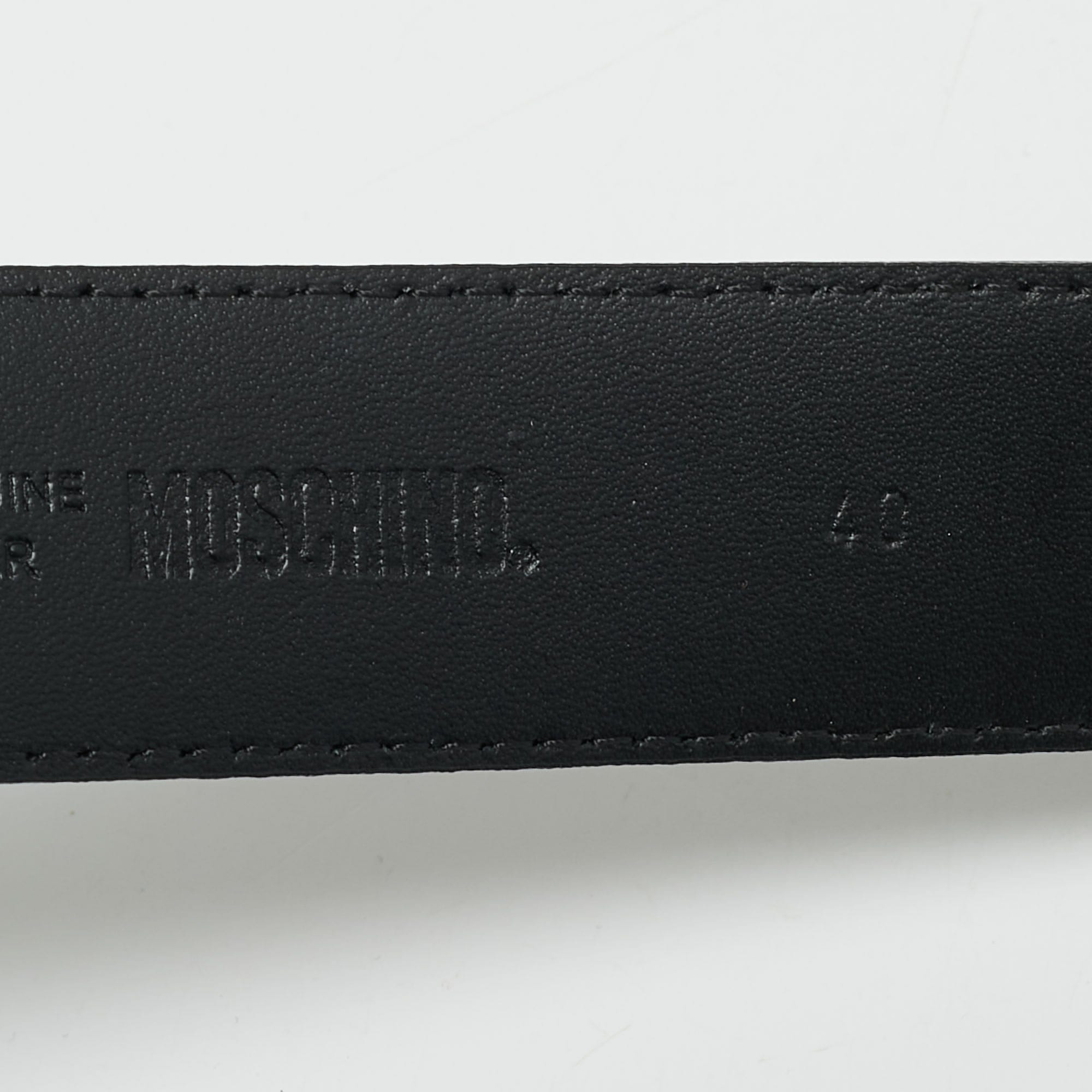 Moschino Classic Logo Waist Belt Black Leather