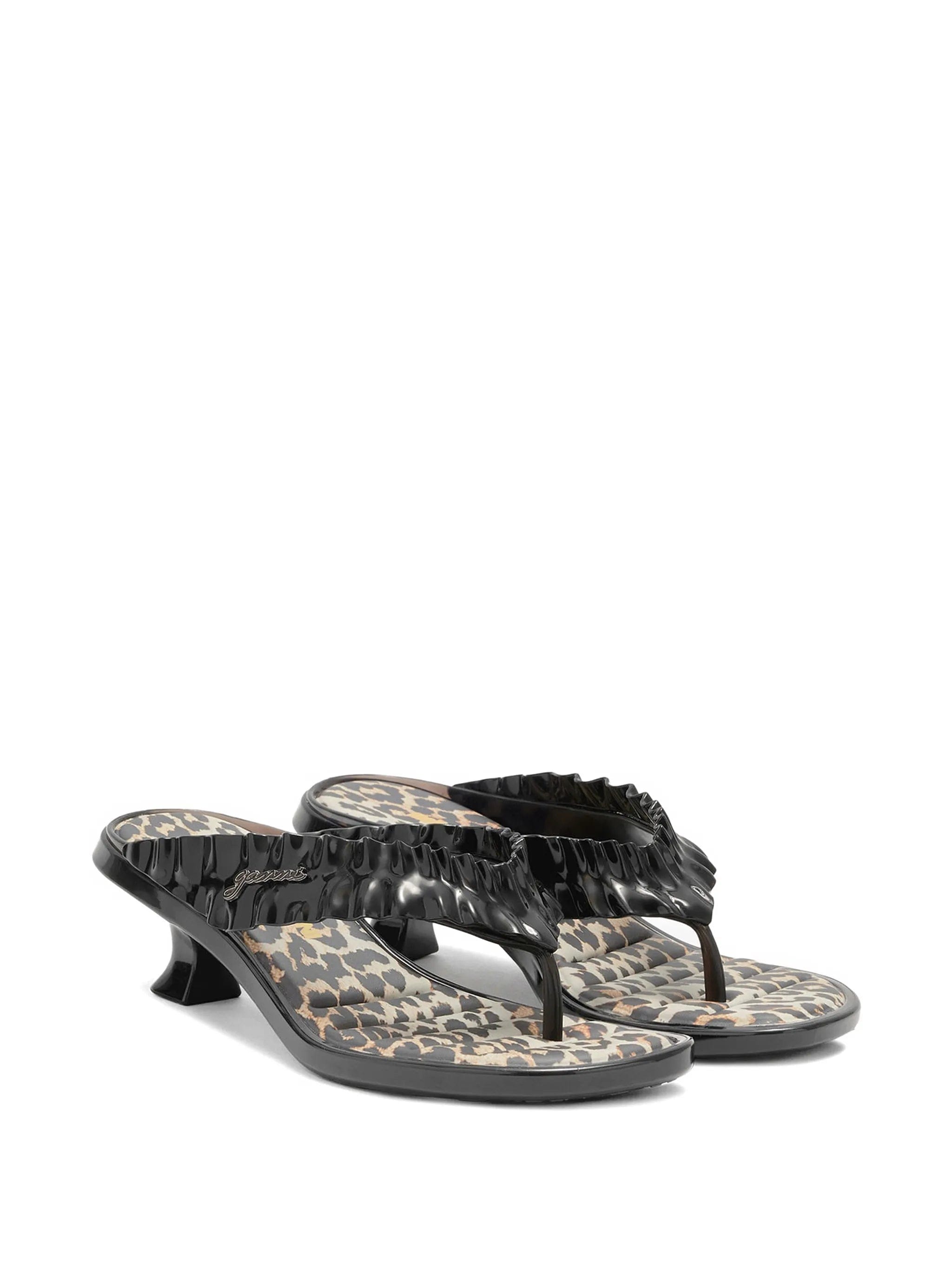 GANNI x Melissa thong kitten heels in leopard