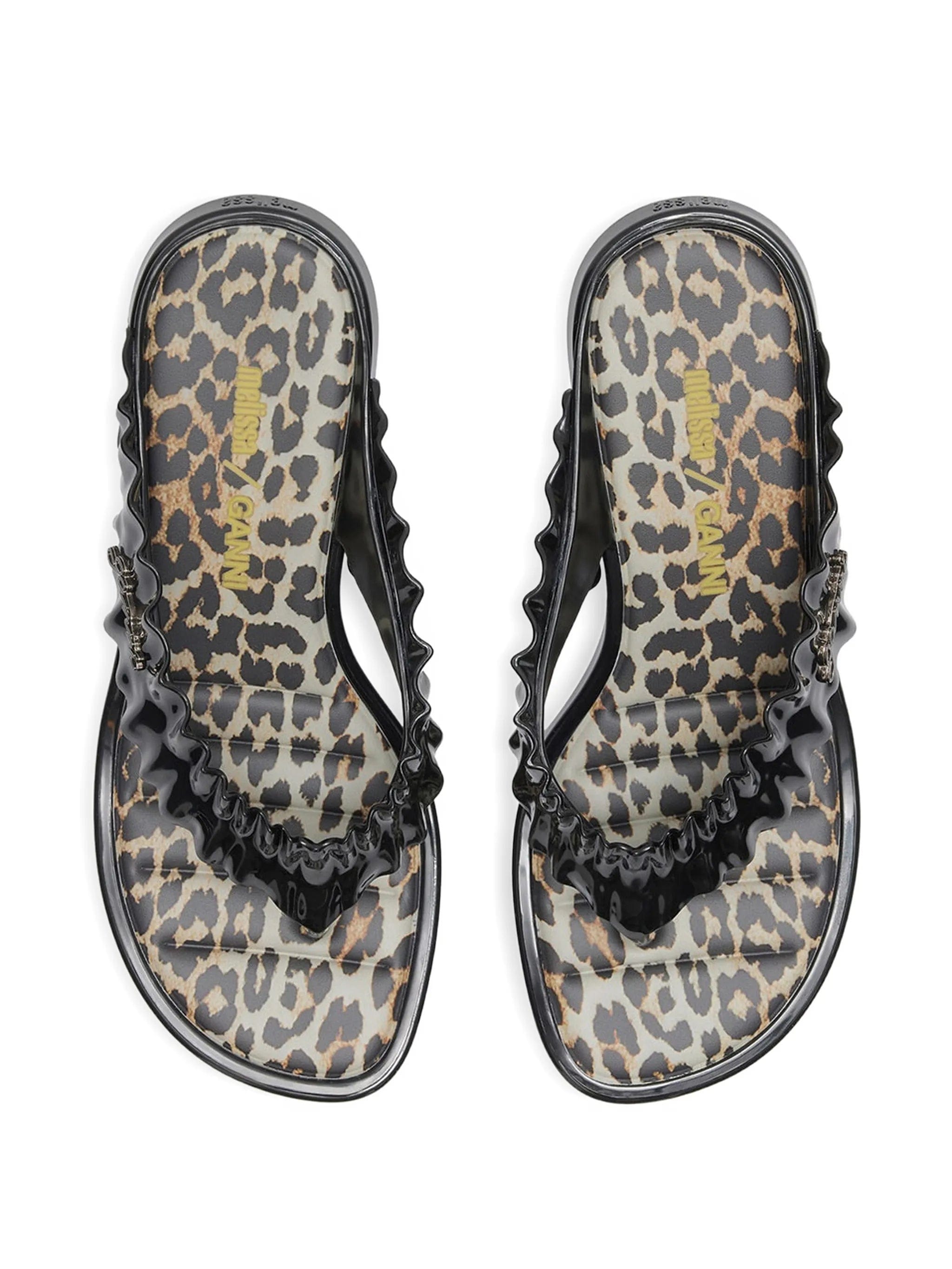 GANNI x Melissa thong kitten heels in leopard