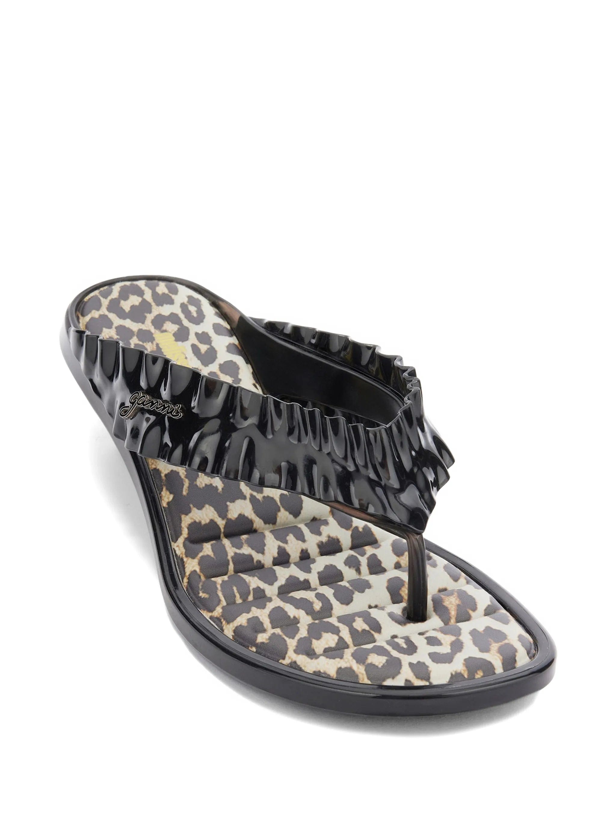 GANNI x Melissa thong kitten heels in leopard