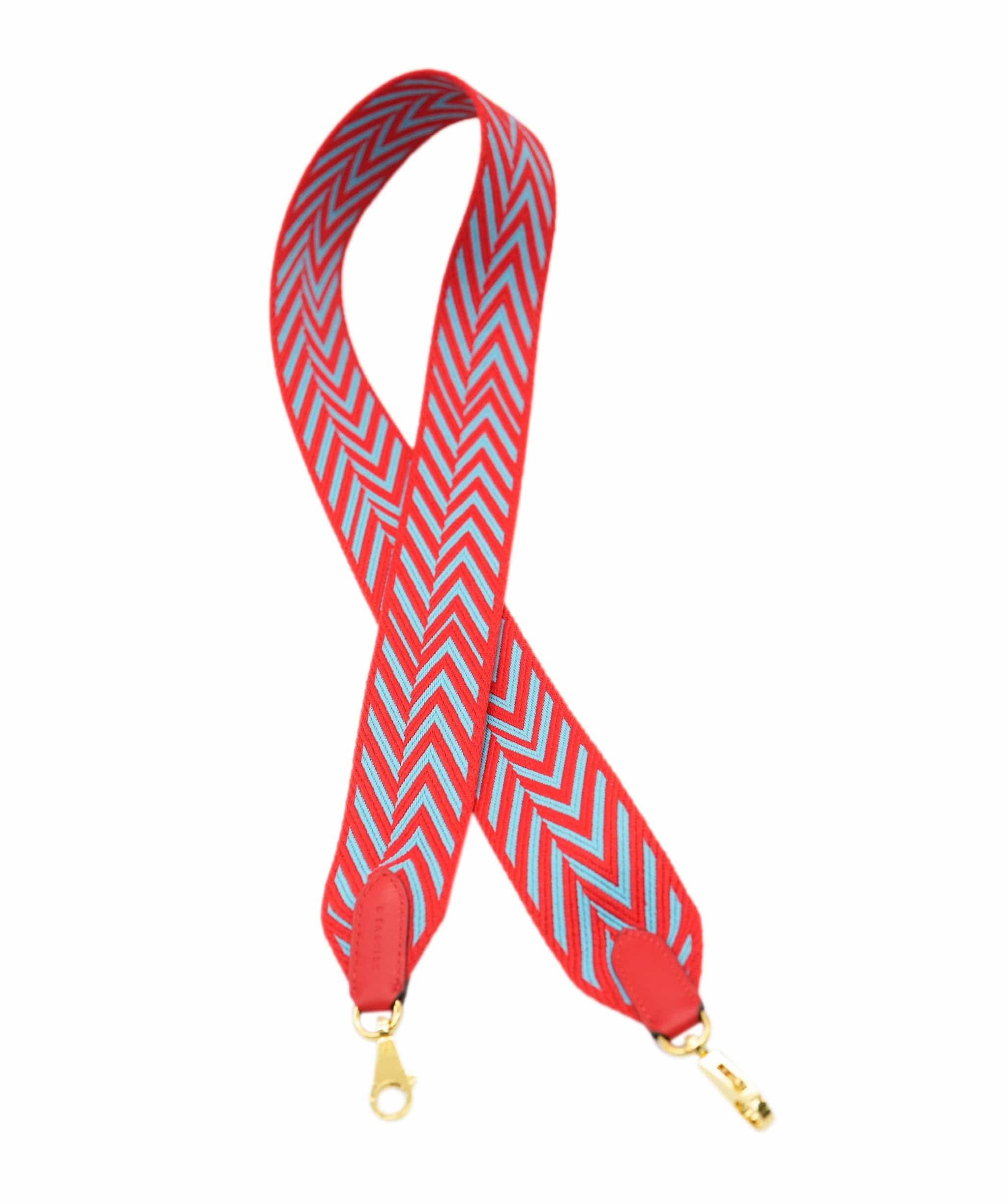 Hermès Canvas Guitar Strap - Red/Blue ALC2132