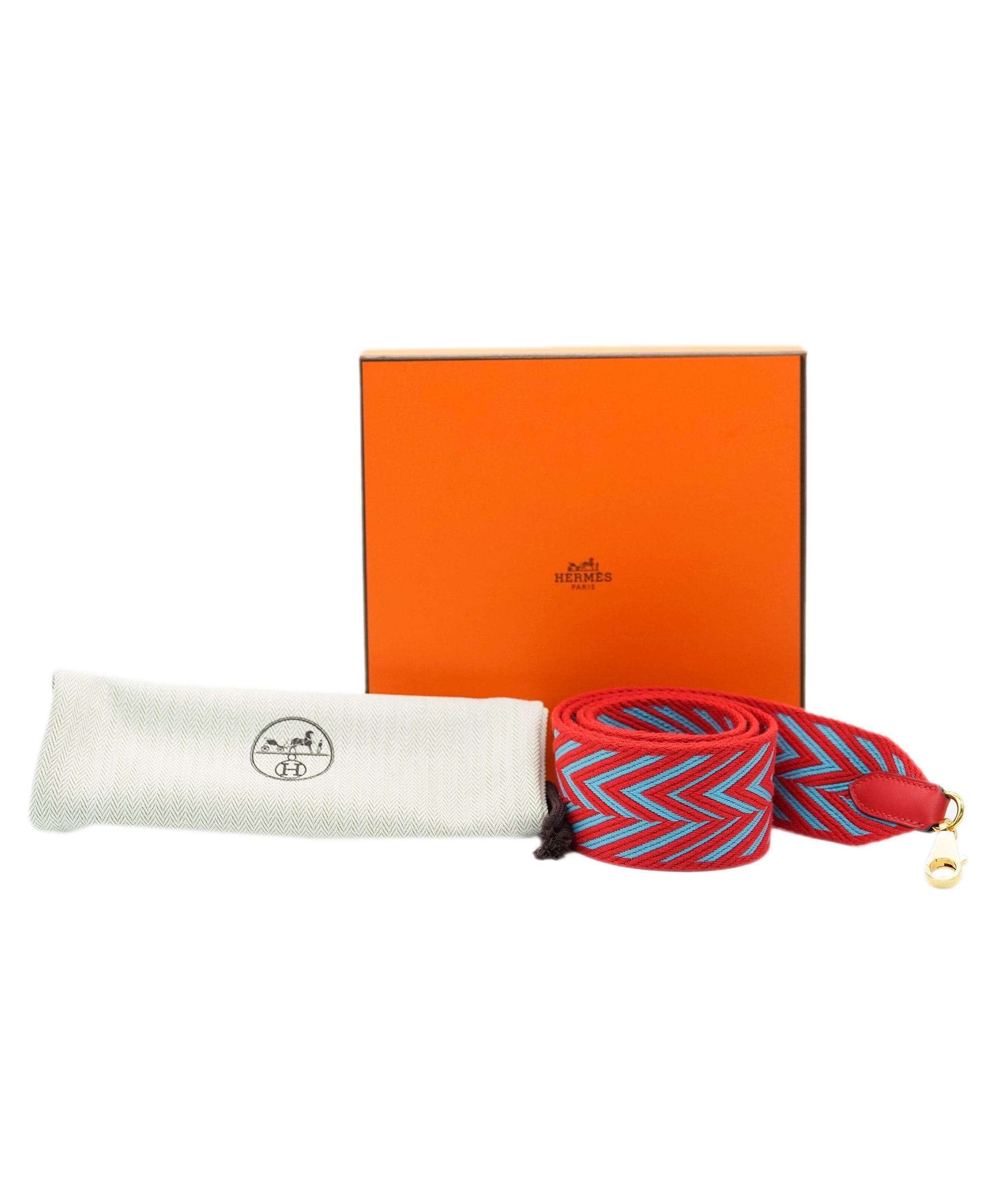 Hermès Canvas Guitar Strap - Red/Blue ALC2132