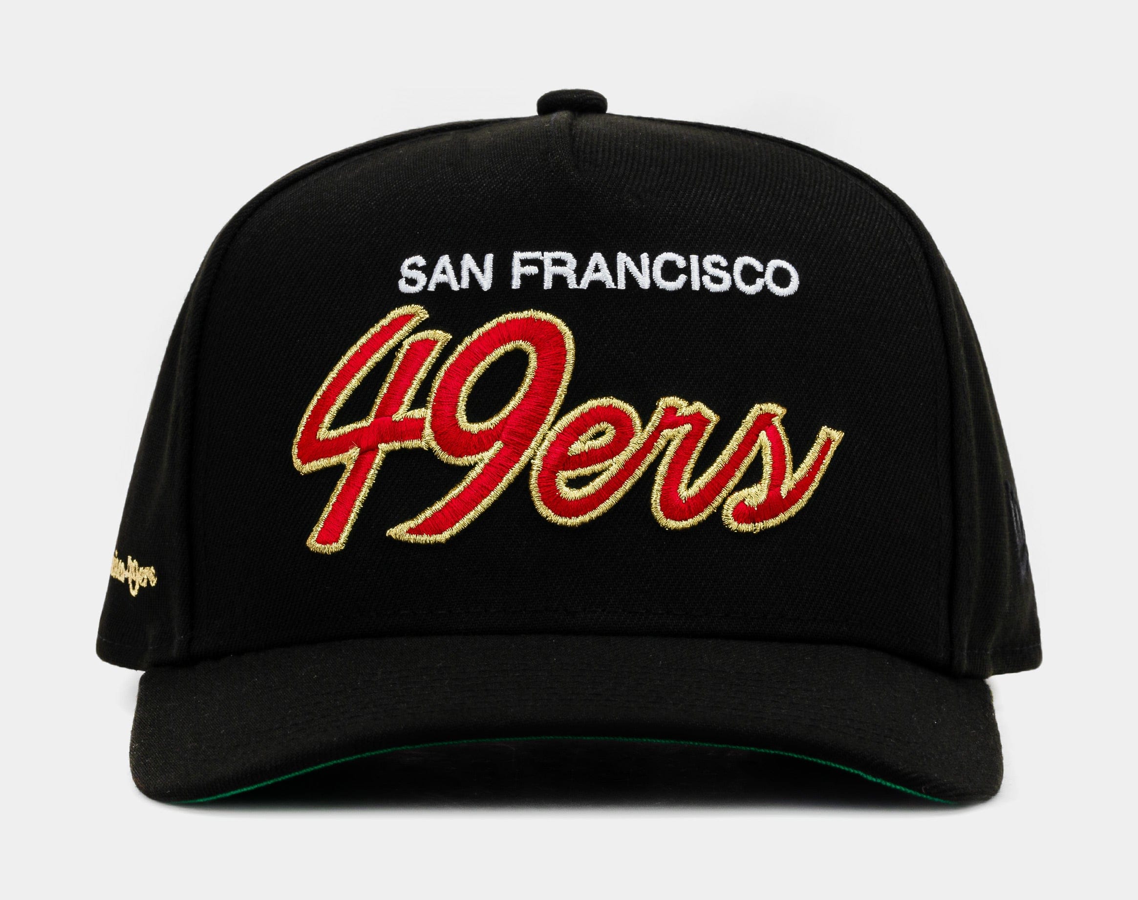 NEW ERA Shoe Palace Exclusive San Francisco 49ers Bold Script 950AF Snapback Mens Hat (Black/Red/Gold)