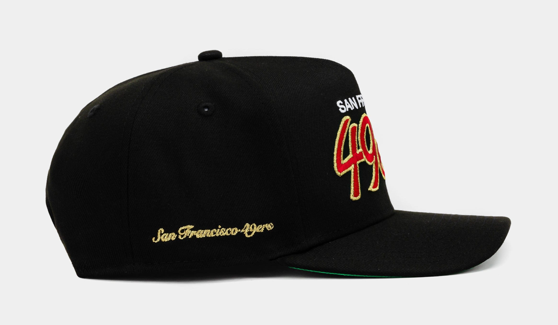 NEW ERA Shoe Palace Exclusive San Francisco 49ers Bold Script 950AF Snapback Mens Hat (Black/Red/Gold)