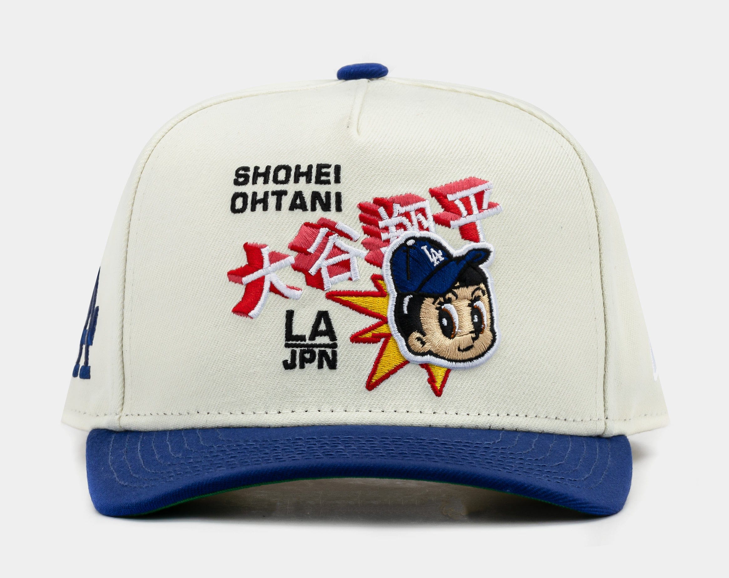 NEW ERA Shoe Palace Exclusive Los Angeles Dodgers Shohei Ohtani Chrome 950AF Snapback Mens Hat (Beige/Blue)